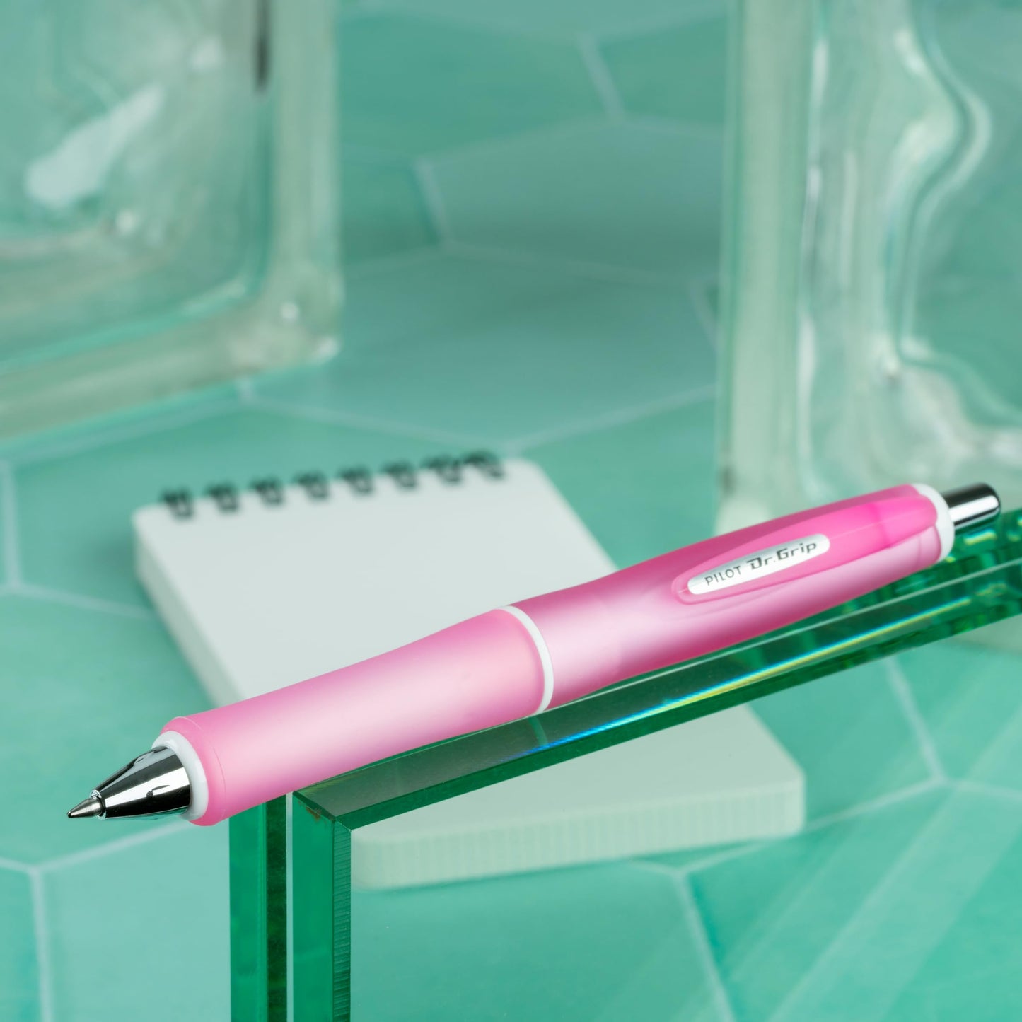 Pilot Dr. Grip Frosted Ballpoint Pen, Medium 1.0mm, Pink Barrel, 2-Pack
