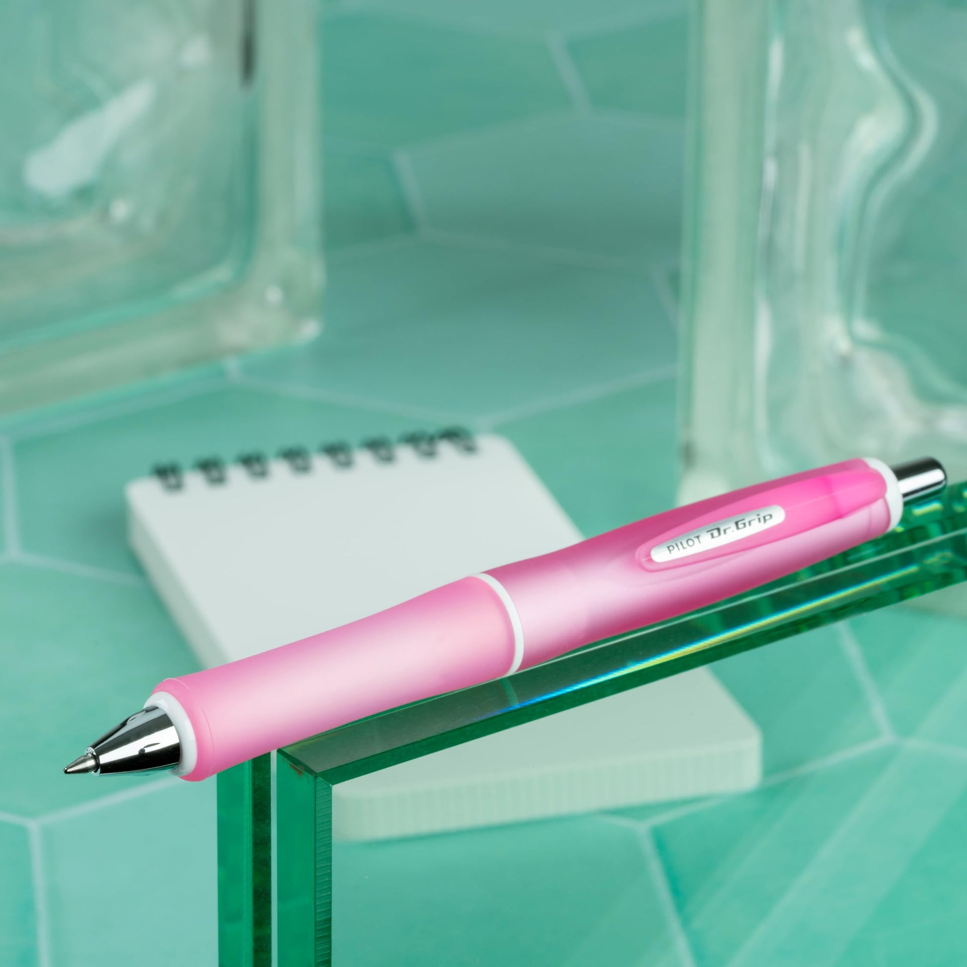 Pilot Dr. Grip Frosted Ballpoint Pen, Medium 1.0mm, Pink Barrel, 2-Pack