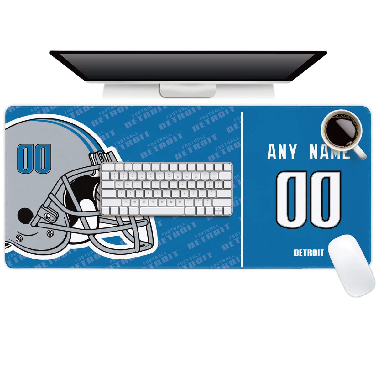 Detroit Mouse Pad Custom any Name and Number Desk Pad for Men Women Youth Gifts