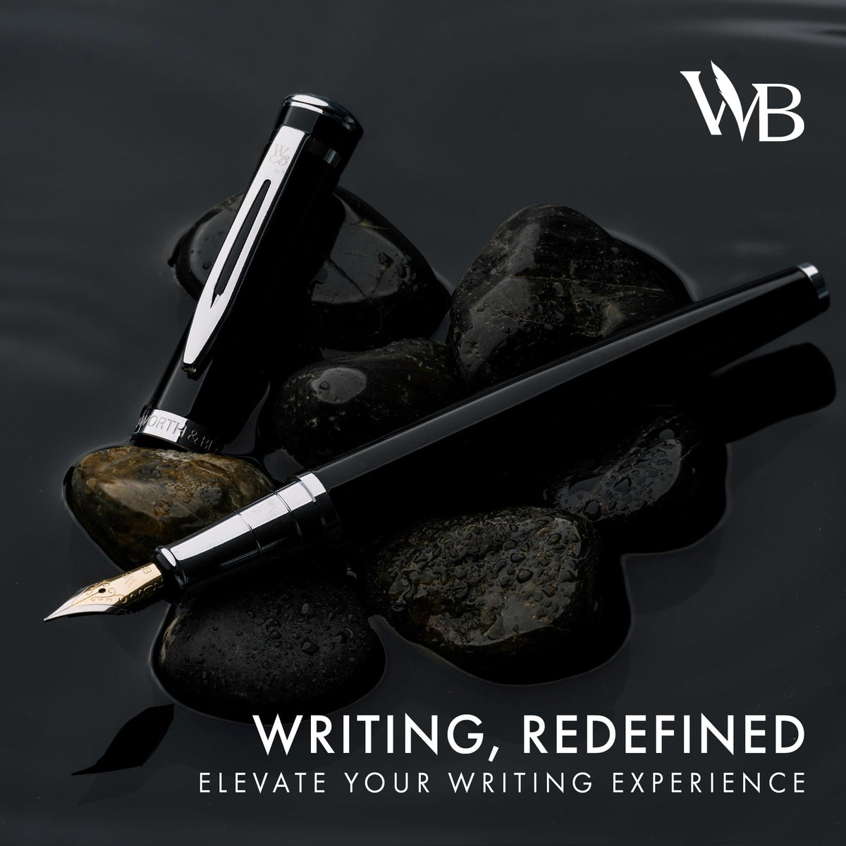 Wordsworth & Black Fountain Pen Set for Writing,Extra Fine Nib,Black Chrome