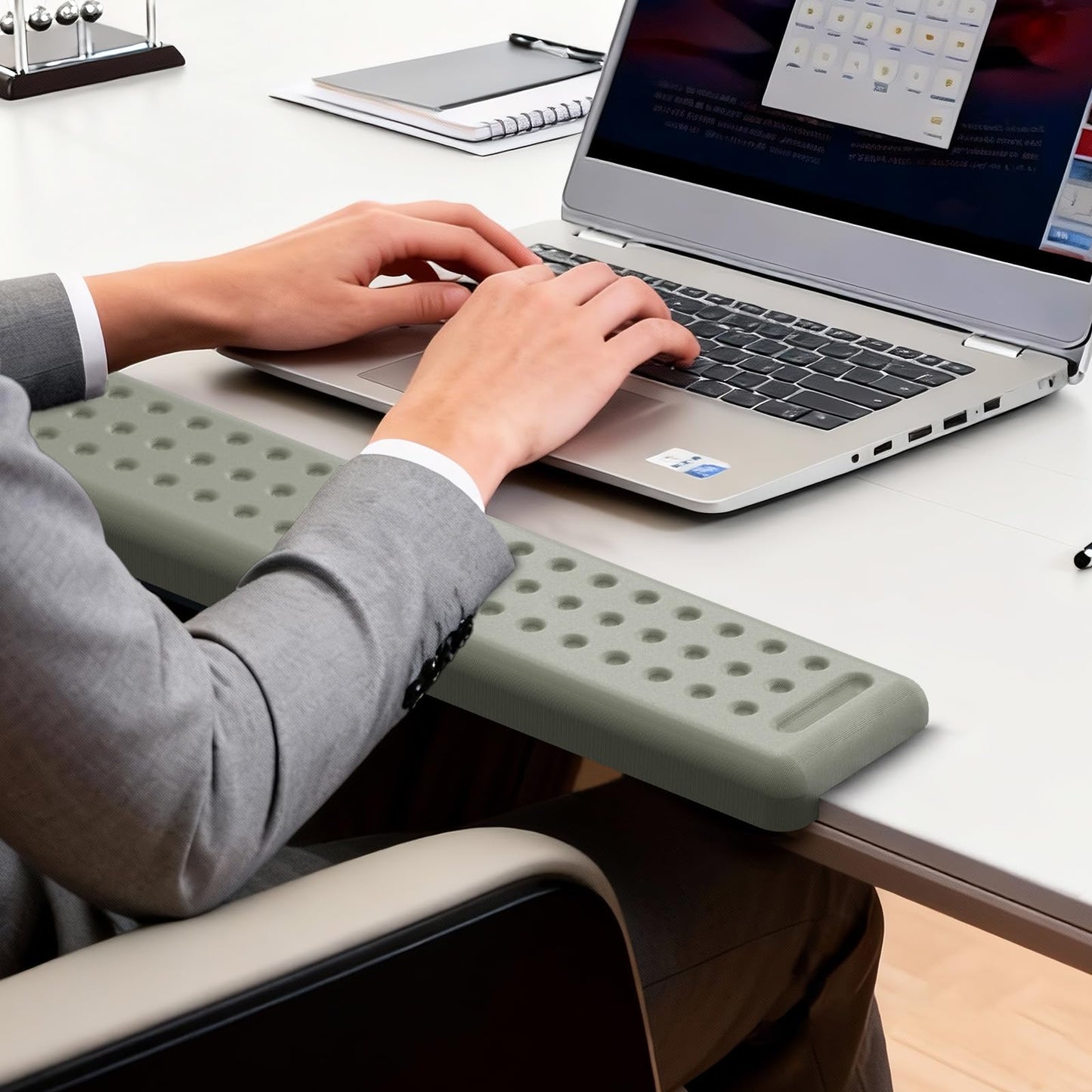 Leolee L-Shaped Desk Long Wrist Rest Elbow 60CM, Grey Arm Rest for Desk