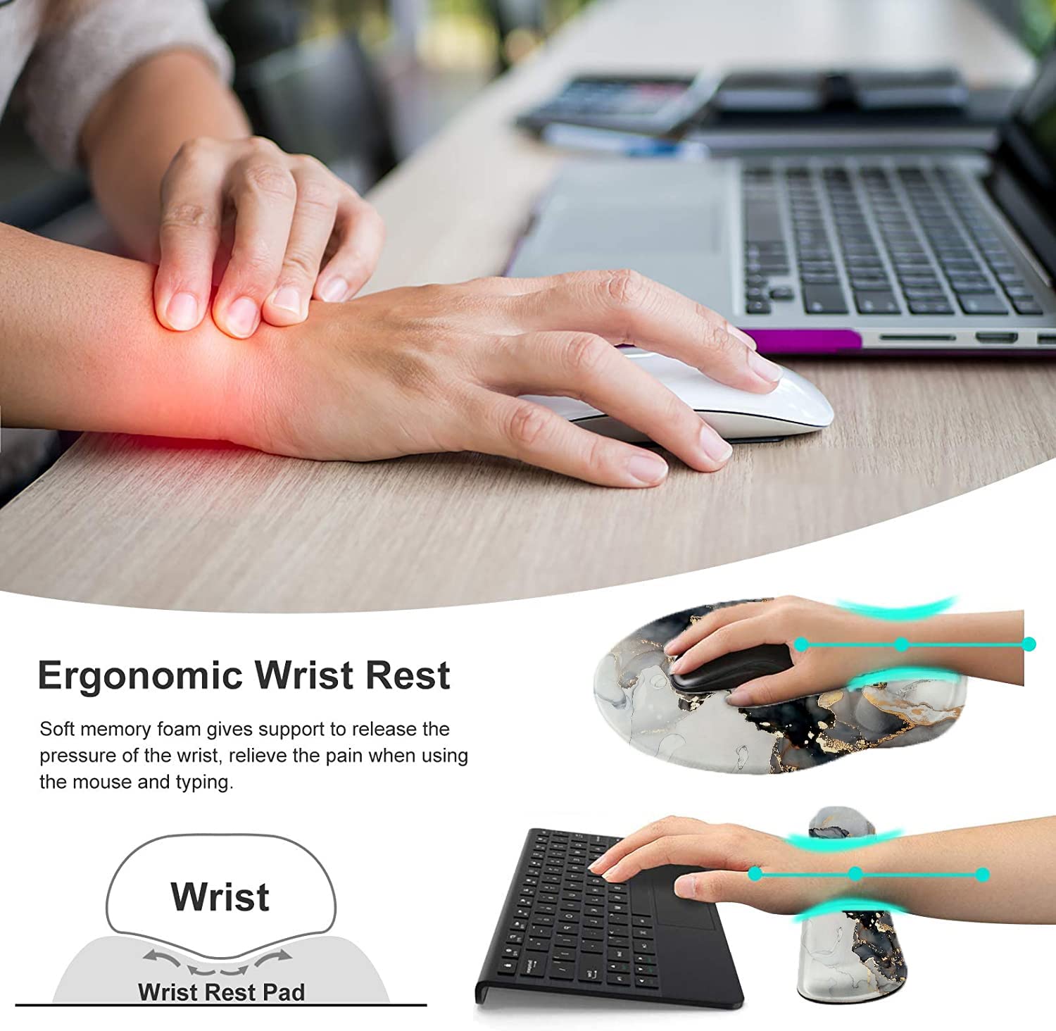 Lateefah Ergonomic Mouse Pad with Wrist Rest and Keyboard Wrist Rest Set