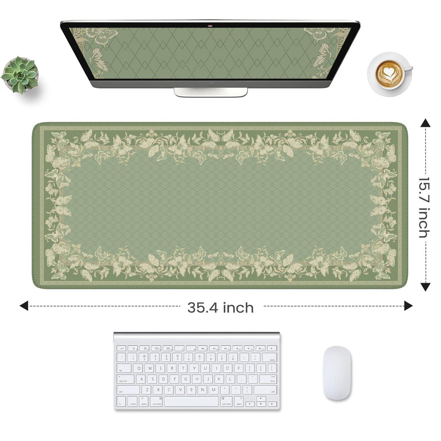 HAOCOO Light Green Desk Pad, Cute Computer Mat for Office Desk Decor