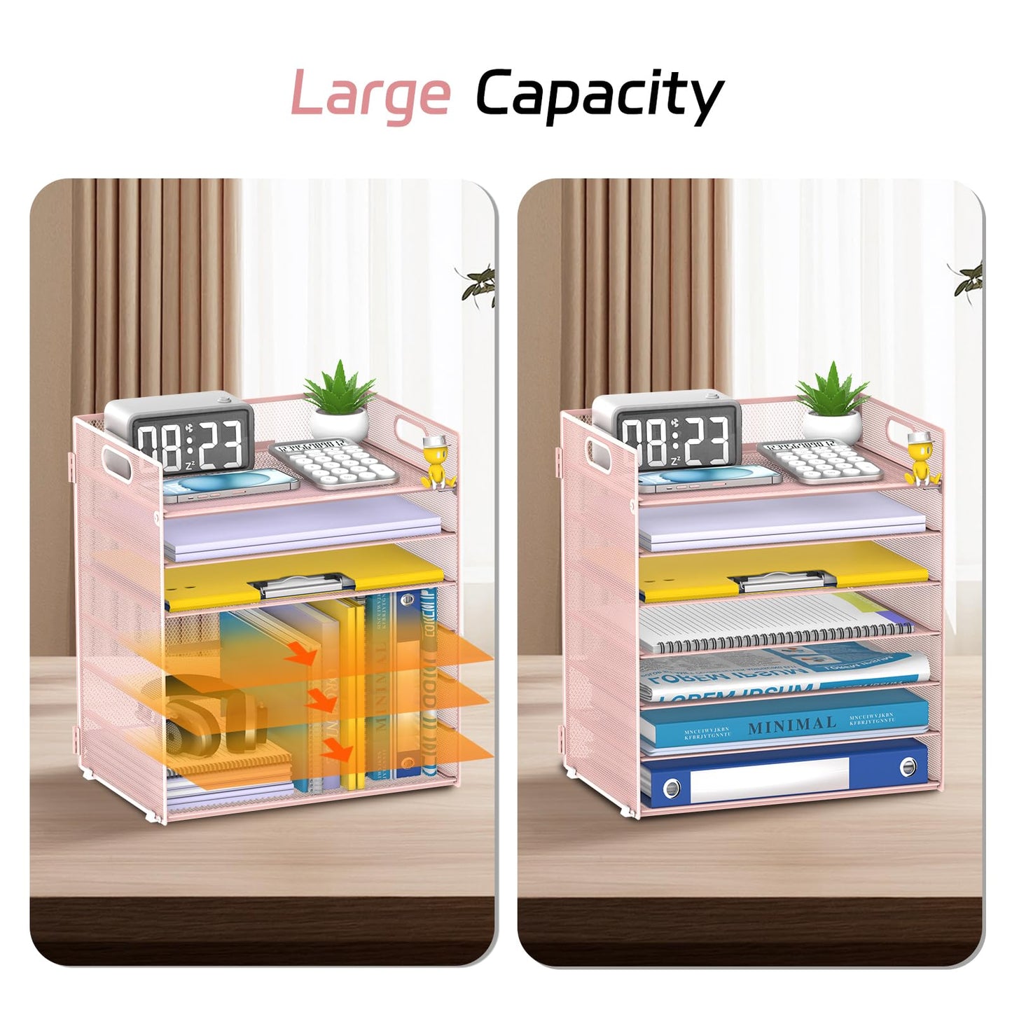 ReePlan 7 Tier Paper Organizer for Desk with Letter Trays & Handle