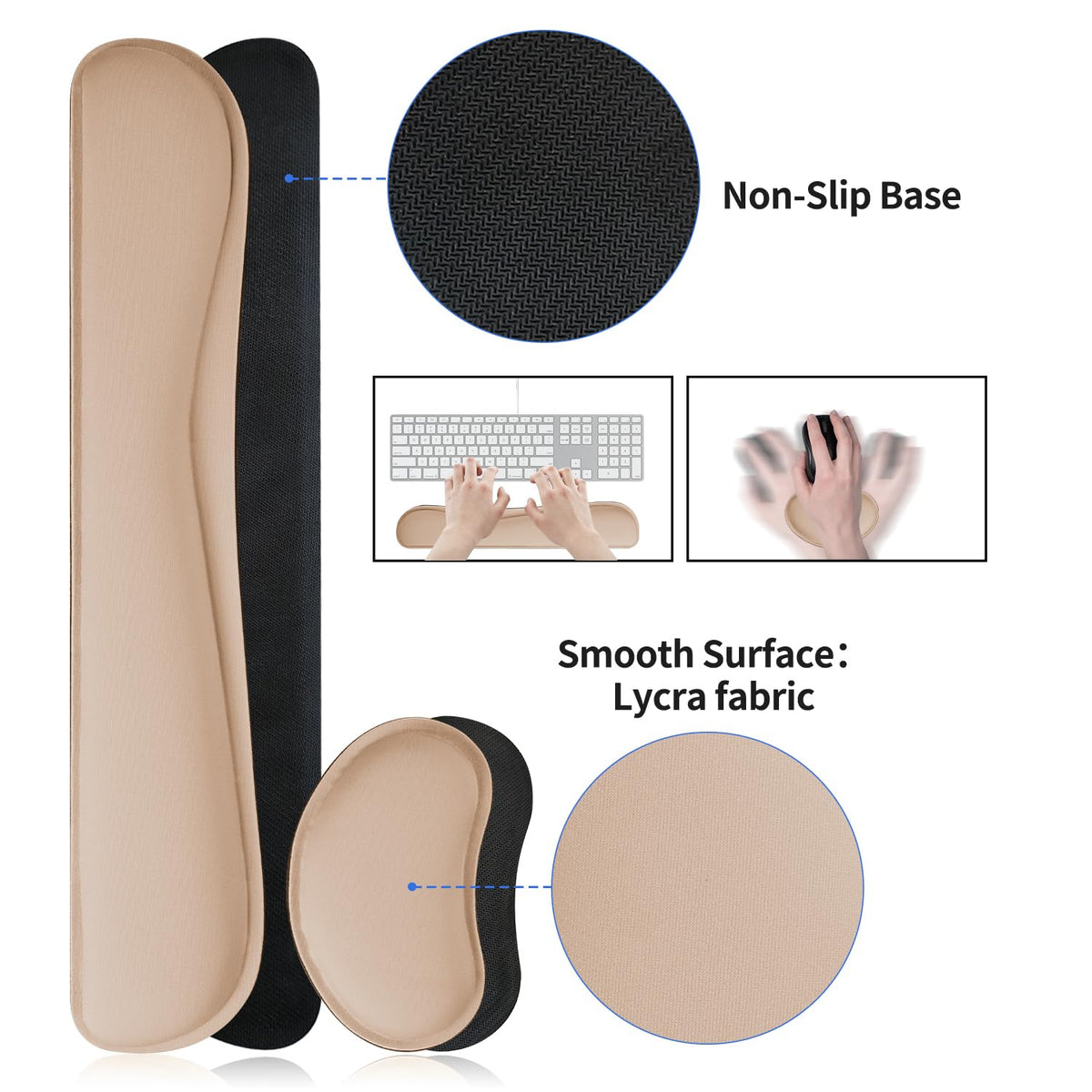 Bloss Leather Desk Pad and Keyboard Wrist Rest, Large Mouse Pad + Keyboard Pad+Mouse Wrist Support