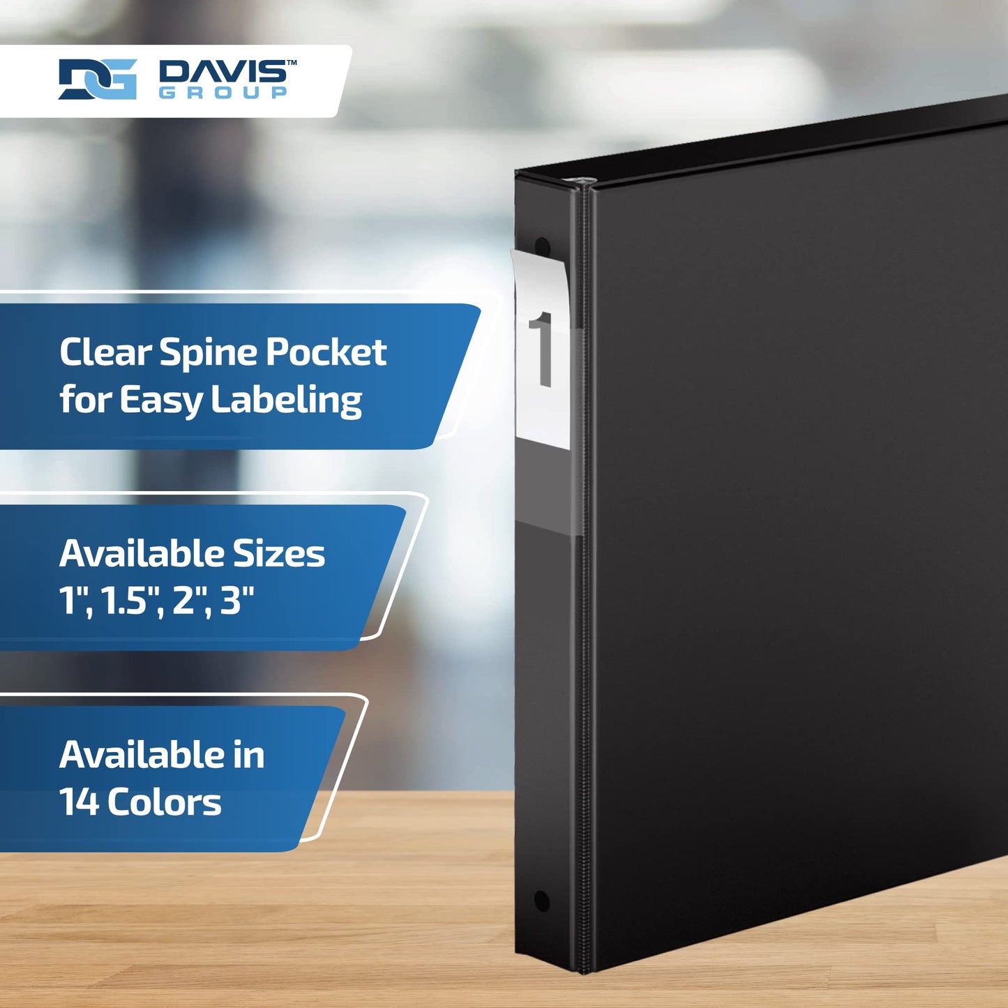 Premium Economy 3-Ring Binder, Spine Label, 1" Round Rings, Black, 6 Pack