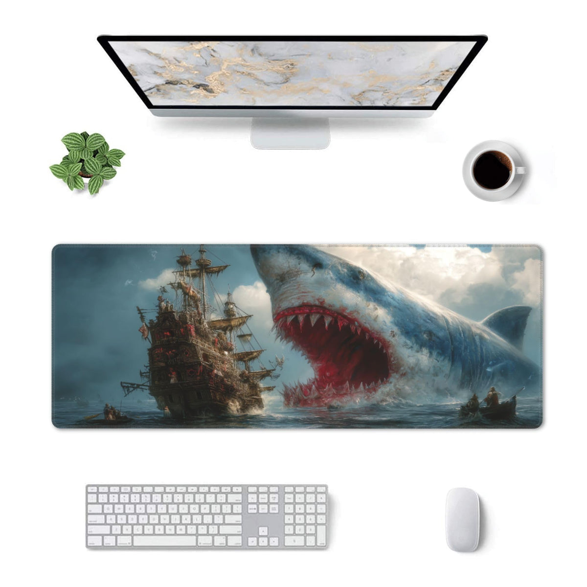 Fish Mouse Pad Extended Large Gaming Mouse Pad XL Stitched Edges for Gamer Home Office 31.5 X 11.8