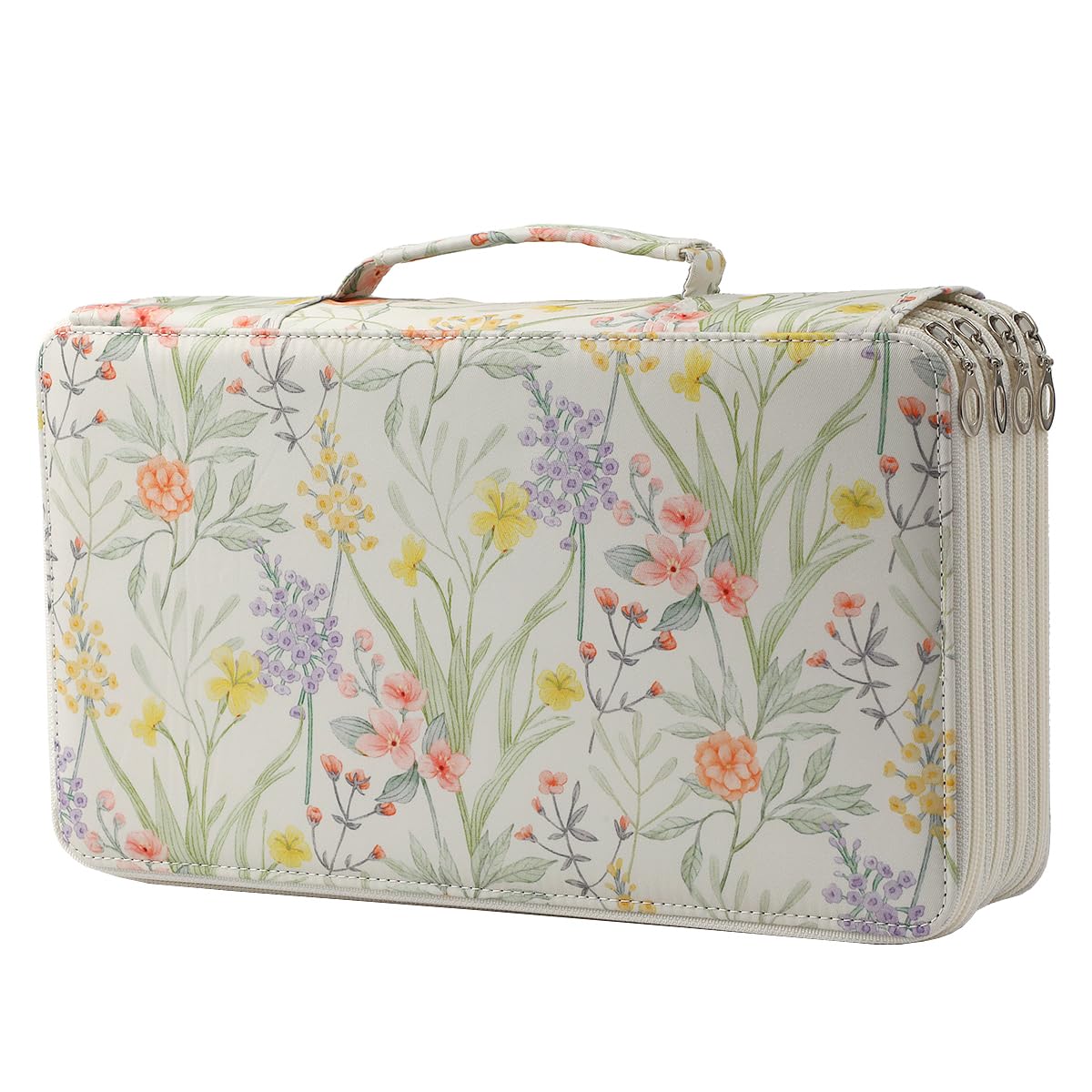 Lbxgap 300 Slots Canvas Pencil Case 4-Layer Zipped Holder w/Handle