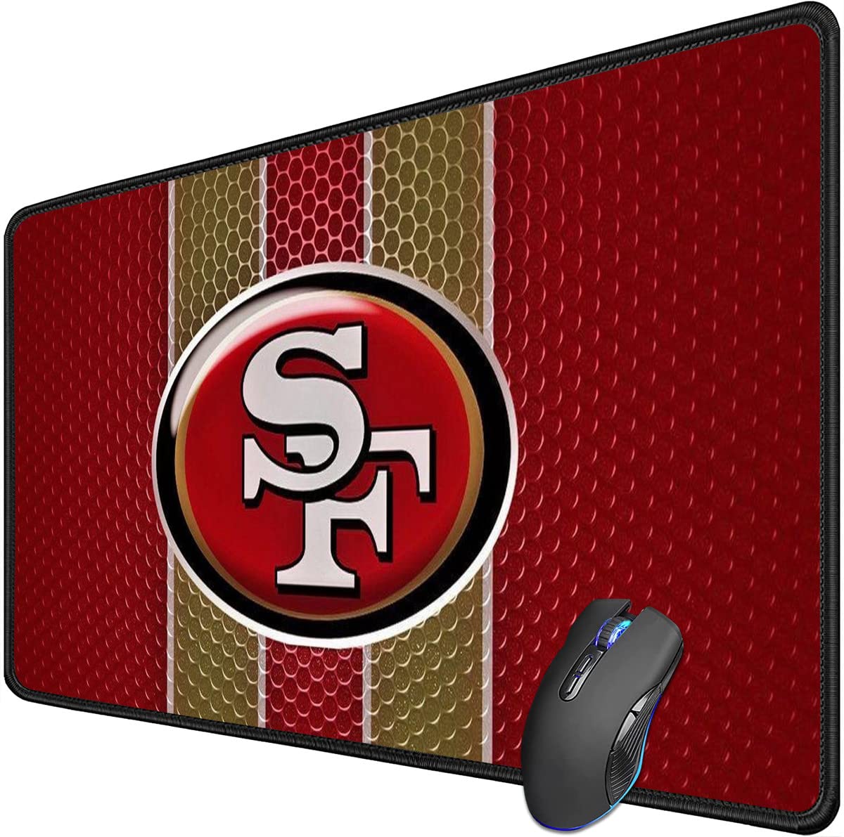 Large Gaming Mouse Pad,Stitched Edges Extended Mousepad with Non-Slip Rubber Base for Laptop