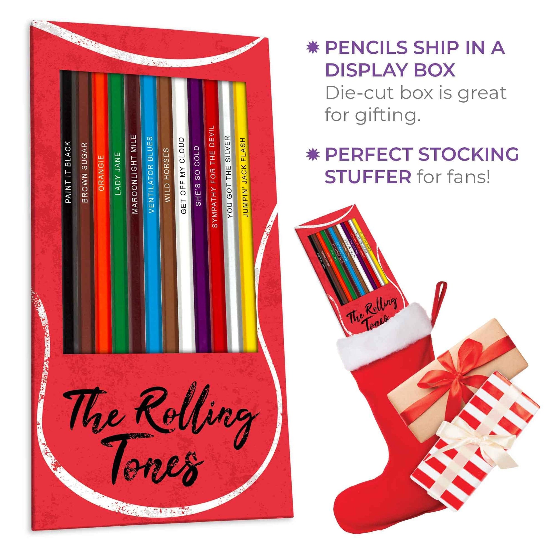Pun Labs Classic Pop Colored Pencils, 12 Foil-Stamped Gift Set