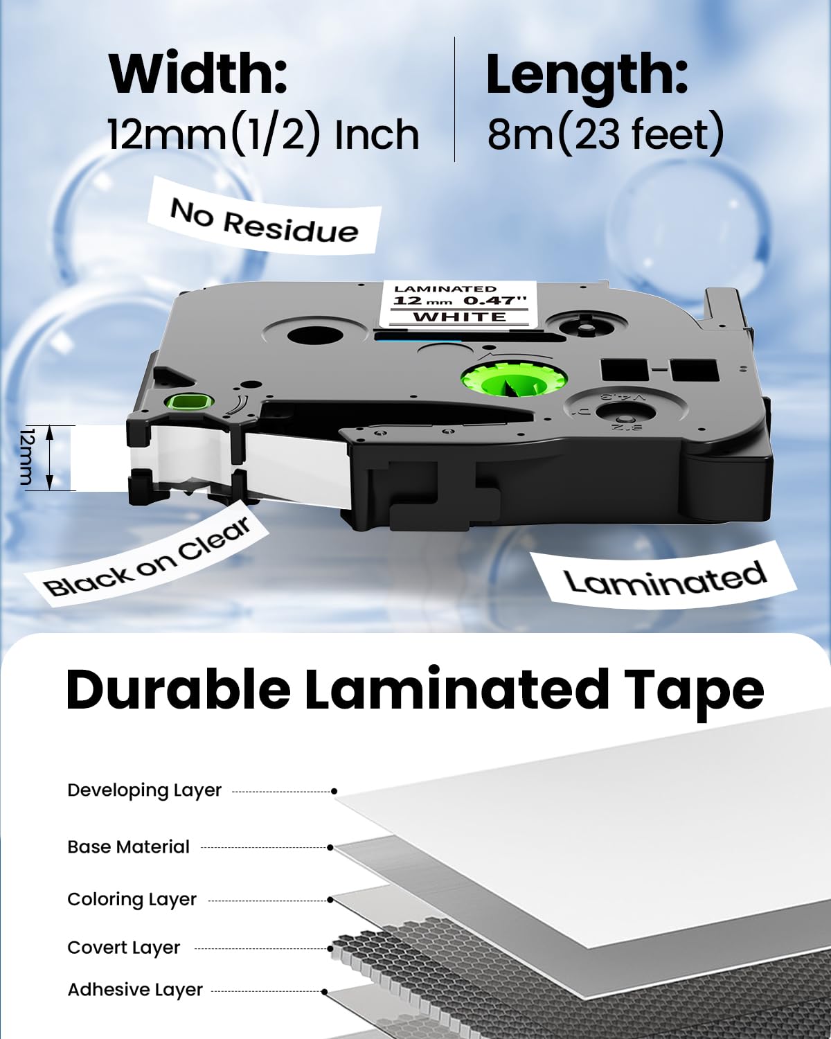 PT-D220 D210 D200 H100 Label Tape TZe-231 TZe231 Compatible with Brother