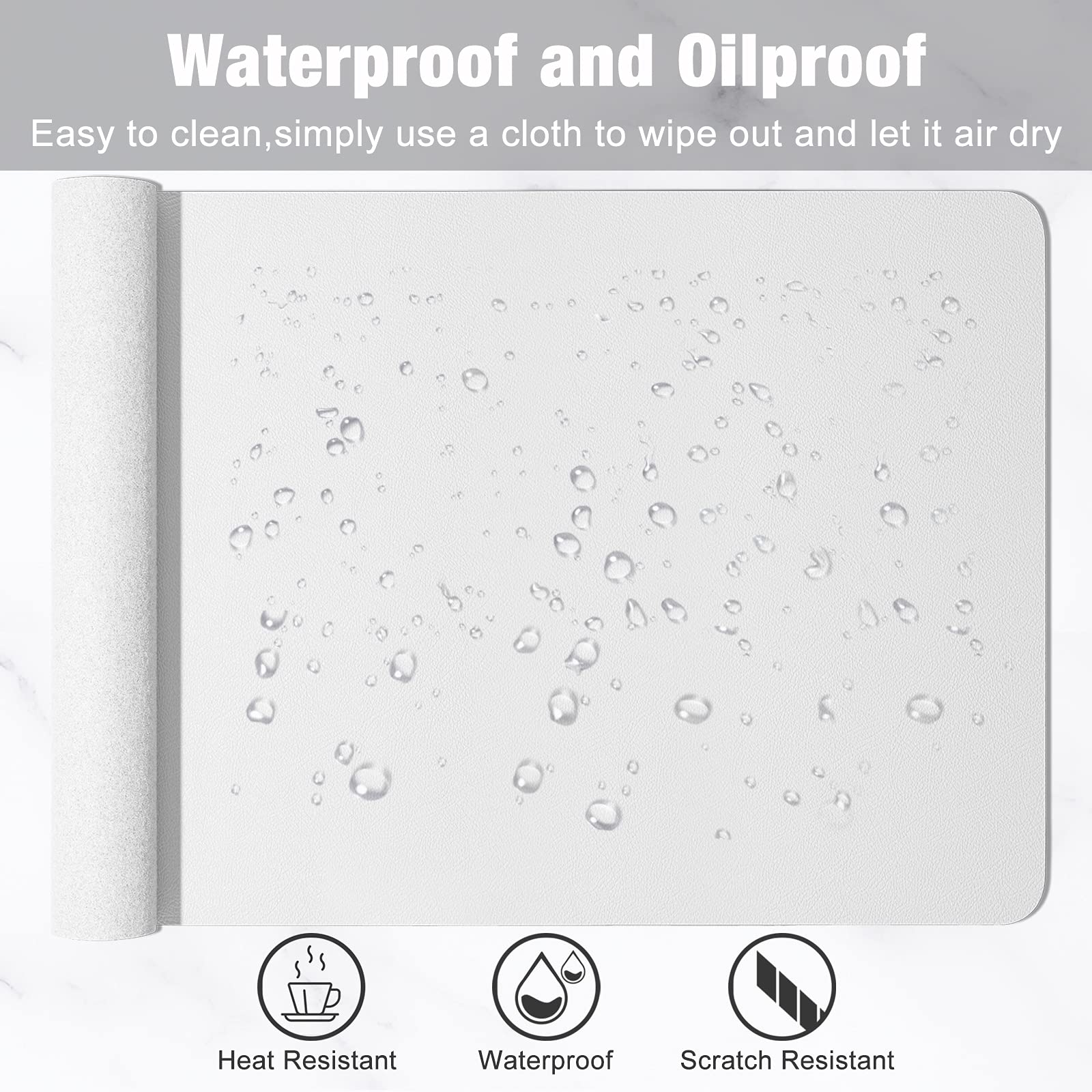 Hsurbtra Desk Pad, 35.5" x 17" PU Leather Desk Mat, XXL Extended Mouse Pad, Waterproof Desktop