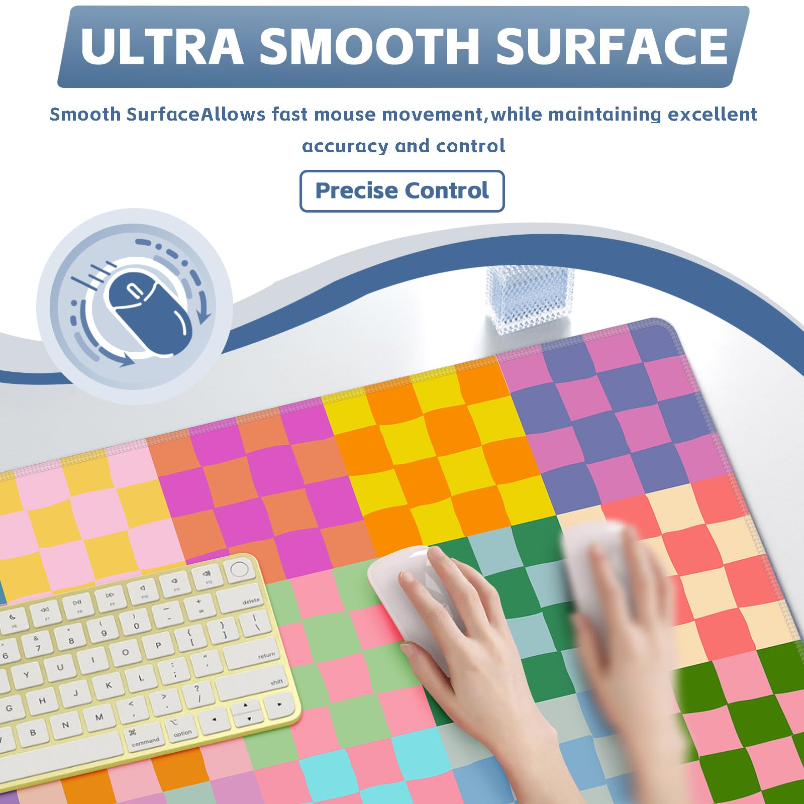Baziabbo Checkered Desk Mat,XXL Extended Big Mouse Pad,Gaming Mousepad with Stitched Edge,Non-Slip