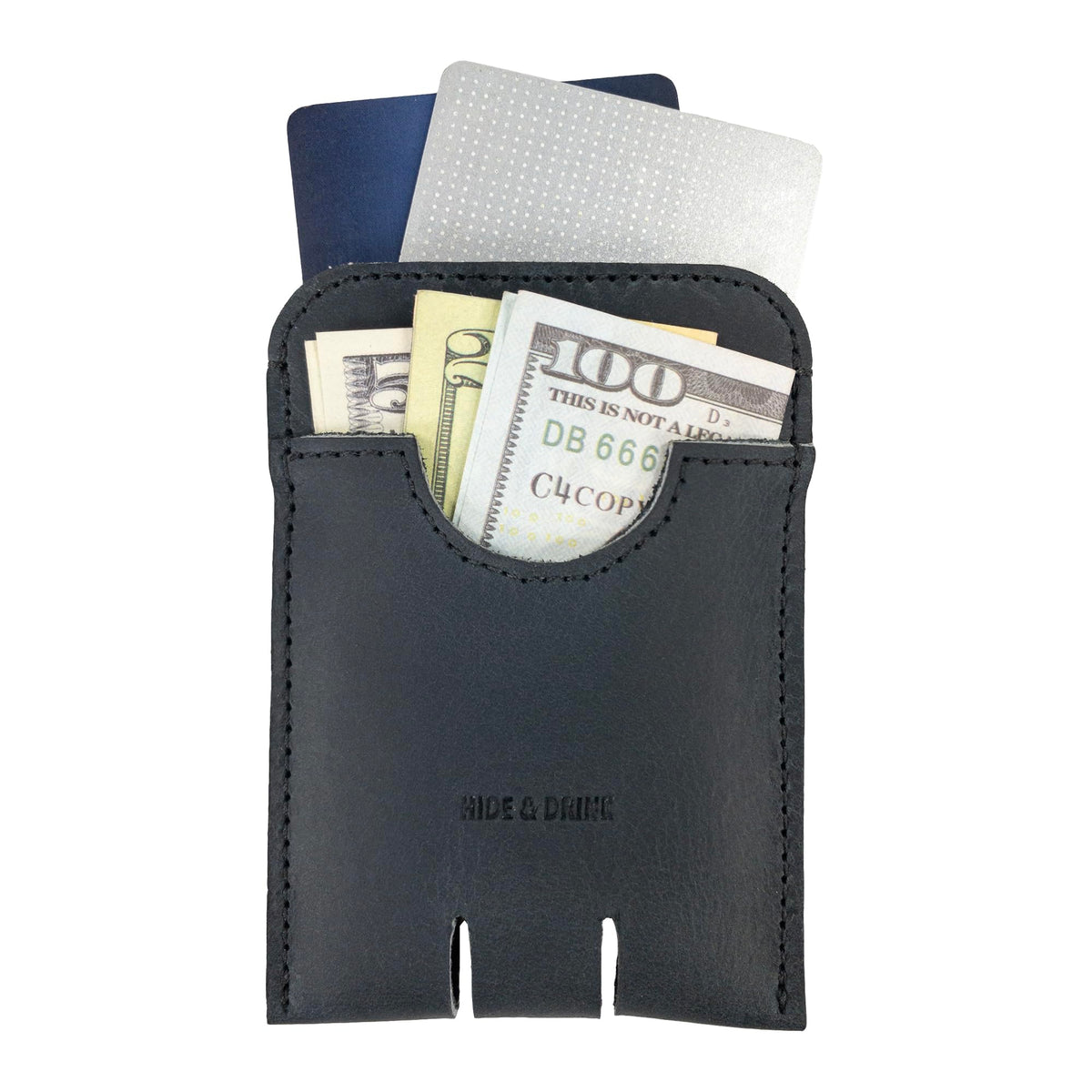 Hide & Drink, Business Push Card Holder, Minimalist Cash Organizer Handmade from Full Grain Leather