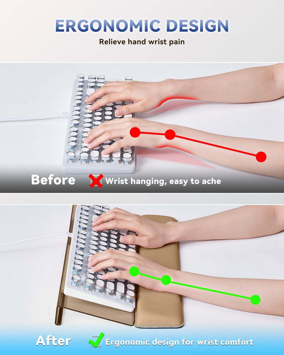 Laborio Computer Keyboard Wrist Rest, Keyboard Riser Stand for Desktop