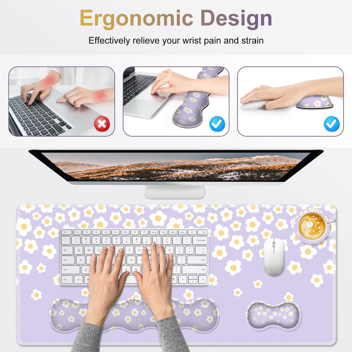 NXZGO Desk Mat Gaming Mouse Pad, Cute Desk Matt Keyboard Wrist Rest for Desktop, Anti-Slip Mousepad