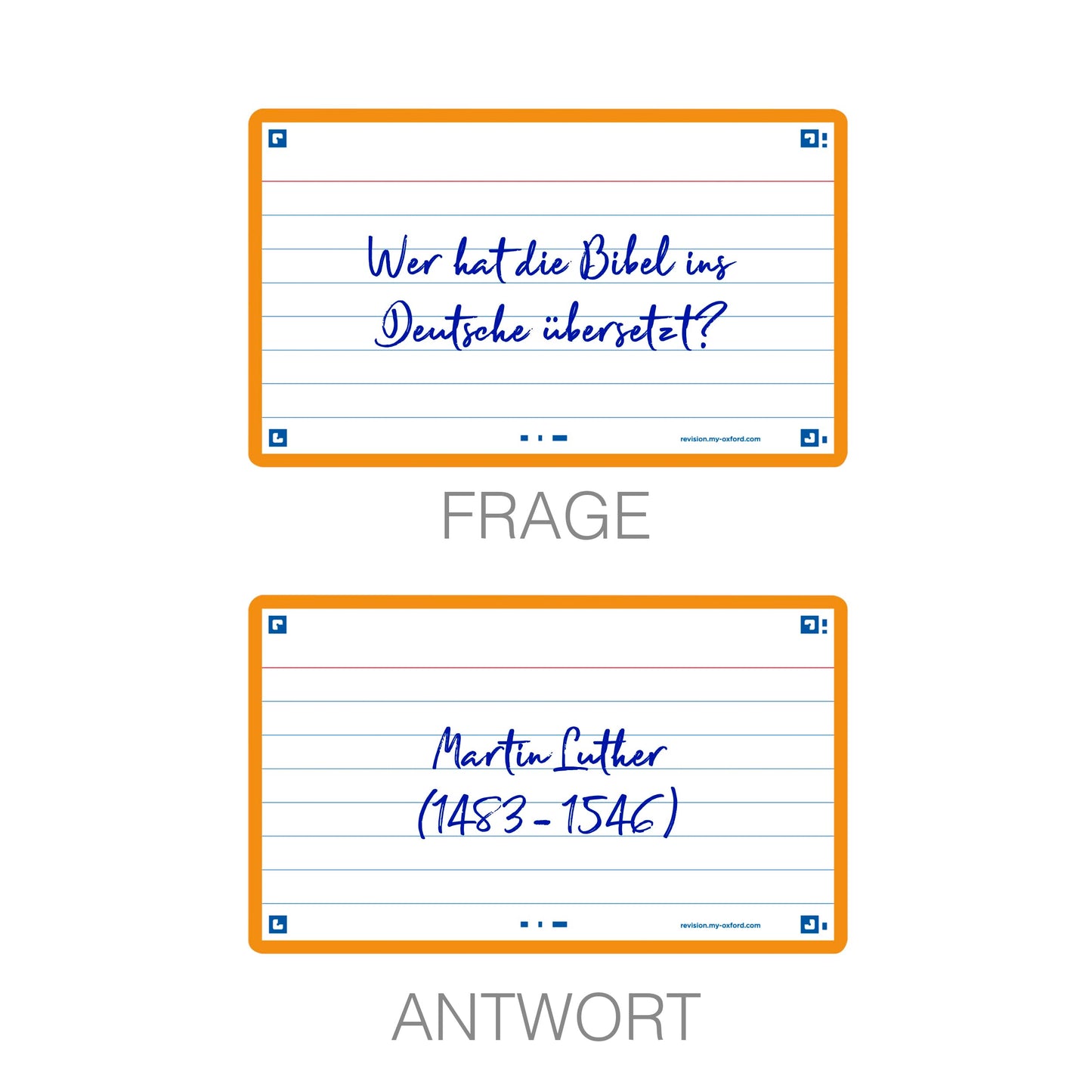 Flash Cards by Oxford, Ruled with Orange Frame, Pack of 80 Cards, 7.5x12.5cm Size, 400133882