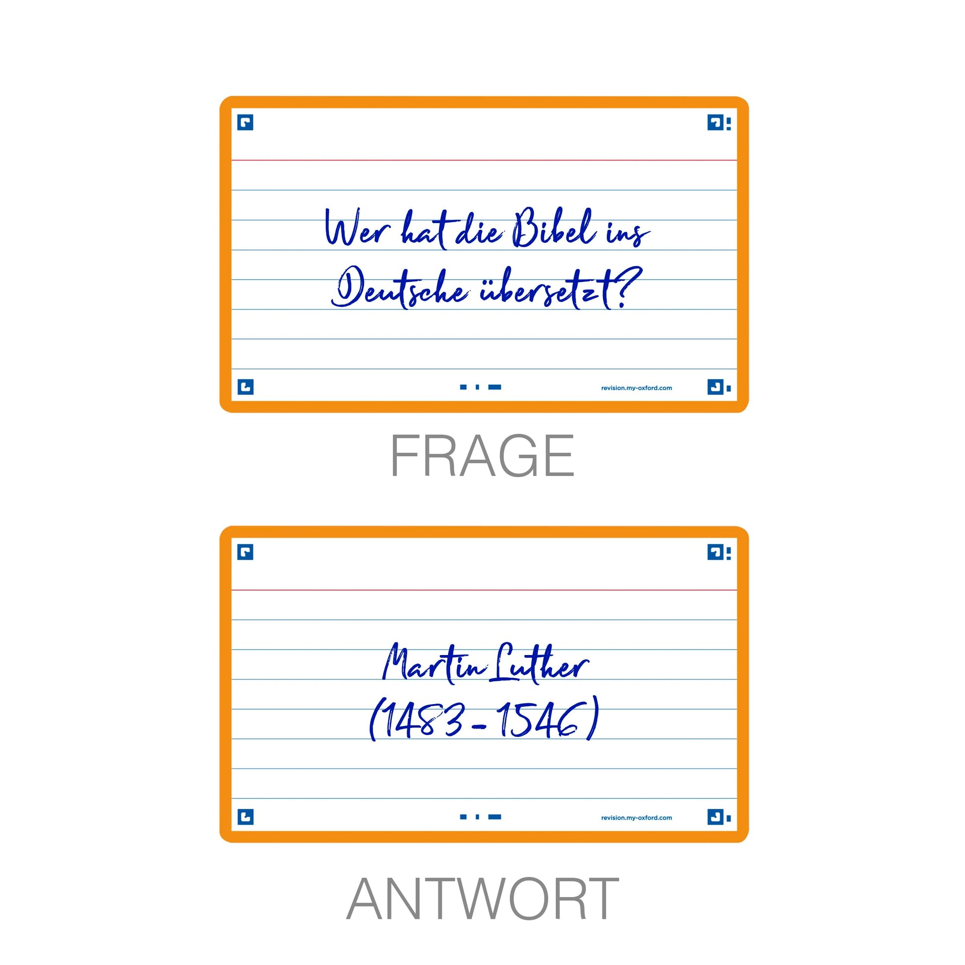 Flash Cards by Oxford, Ruled with Orange Frame, Pack of 80 Cards, 7.5x12.5cm Size, 400133882