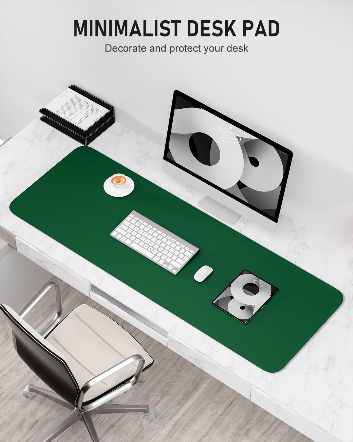 Niniubye Desk Pad, 48" x 17" PU Leather Non-Slip Desk Mat Large Mouse Pad for Desktop, Waterproof