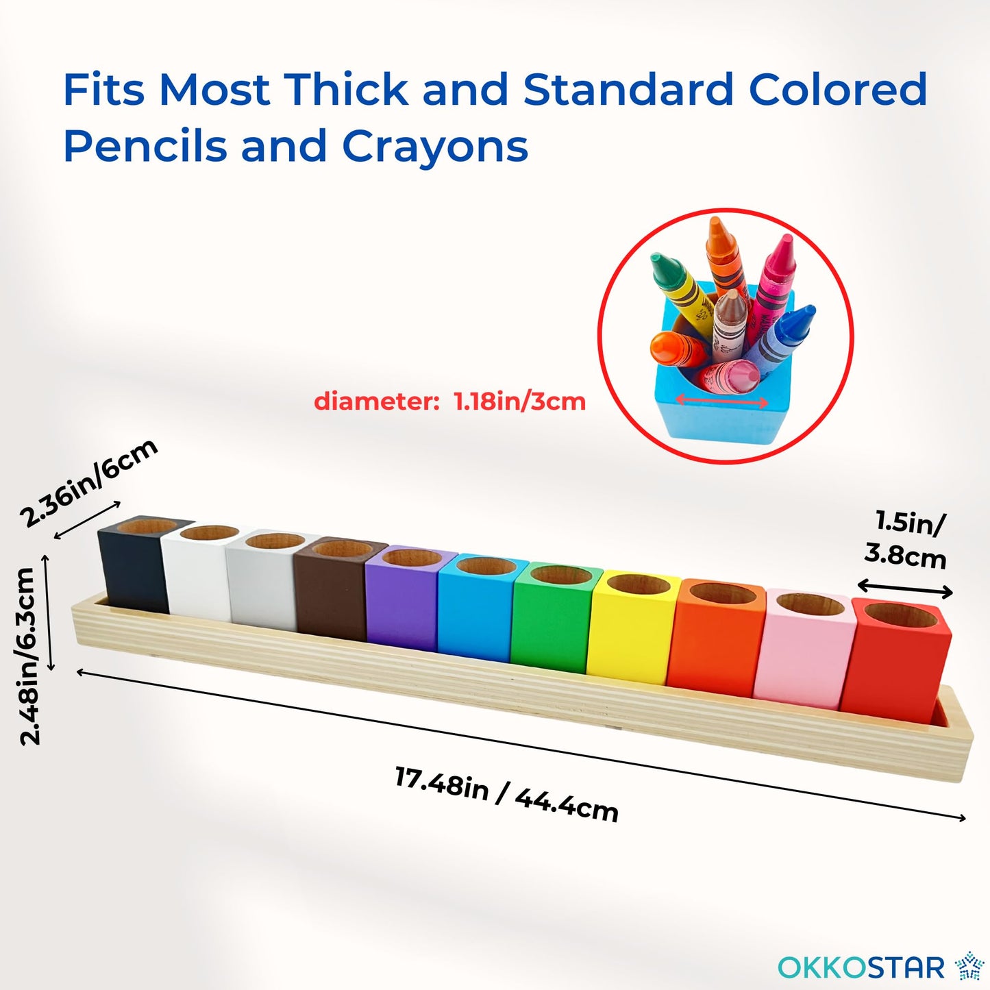 OKKOSTAR Montessori Crayon Holder for Kids - Craft Supply Organizer - Classroom Storage Caddy Case