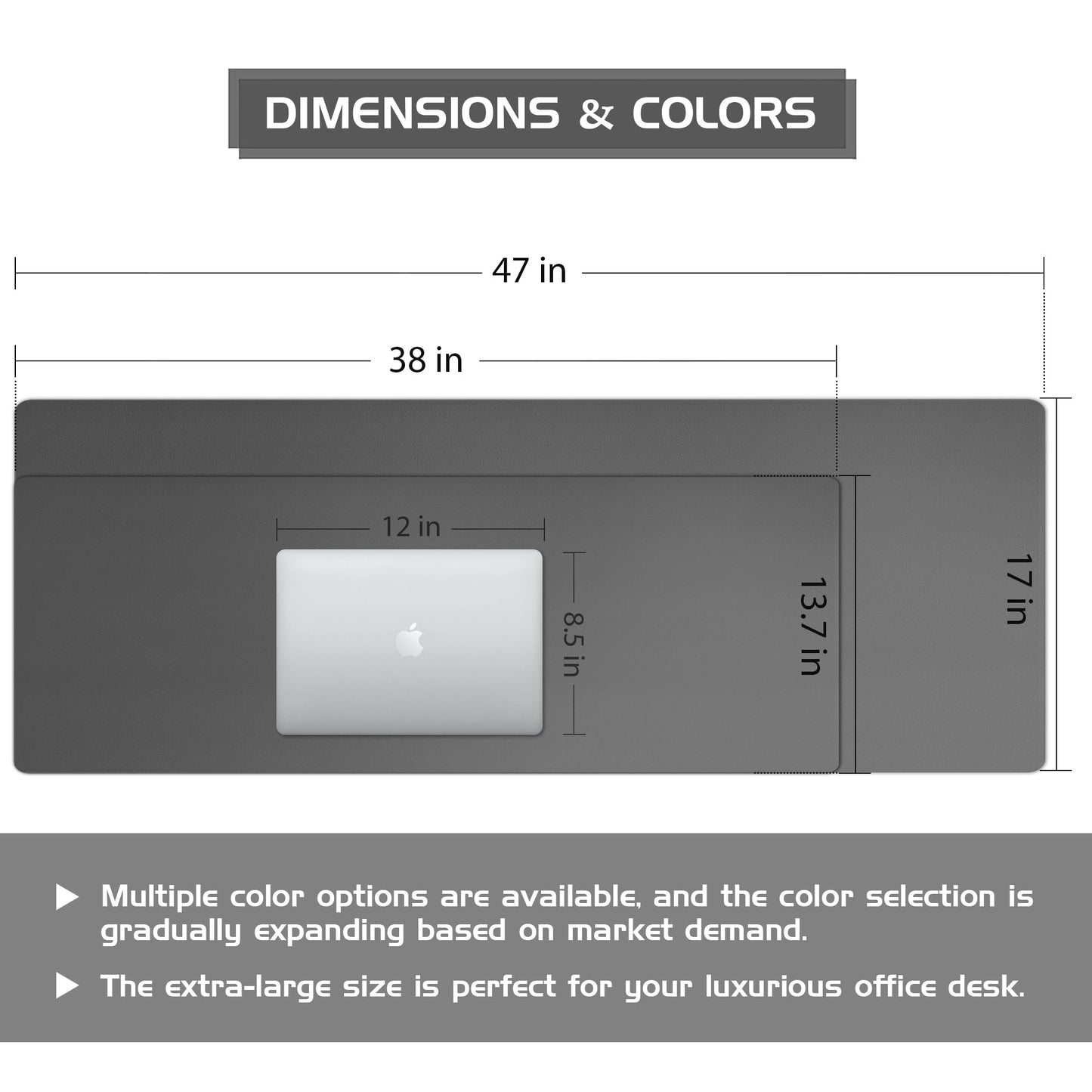 Aothia Leather Desk Pad Protector - Large Mouse Pad, Office Desk Mat, Non-Slip PU Leather Desk