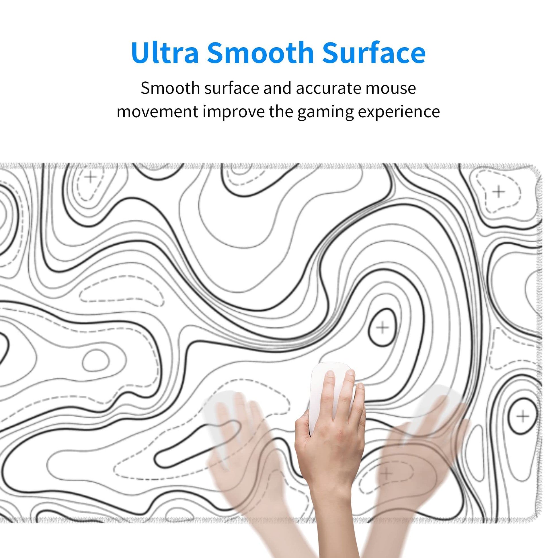 BEYIMEN Gaming Mouse Pad, White Topographic Pattern, 31.5 X 11.8 Inch