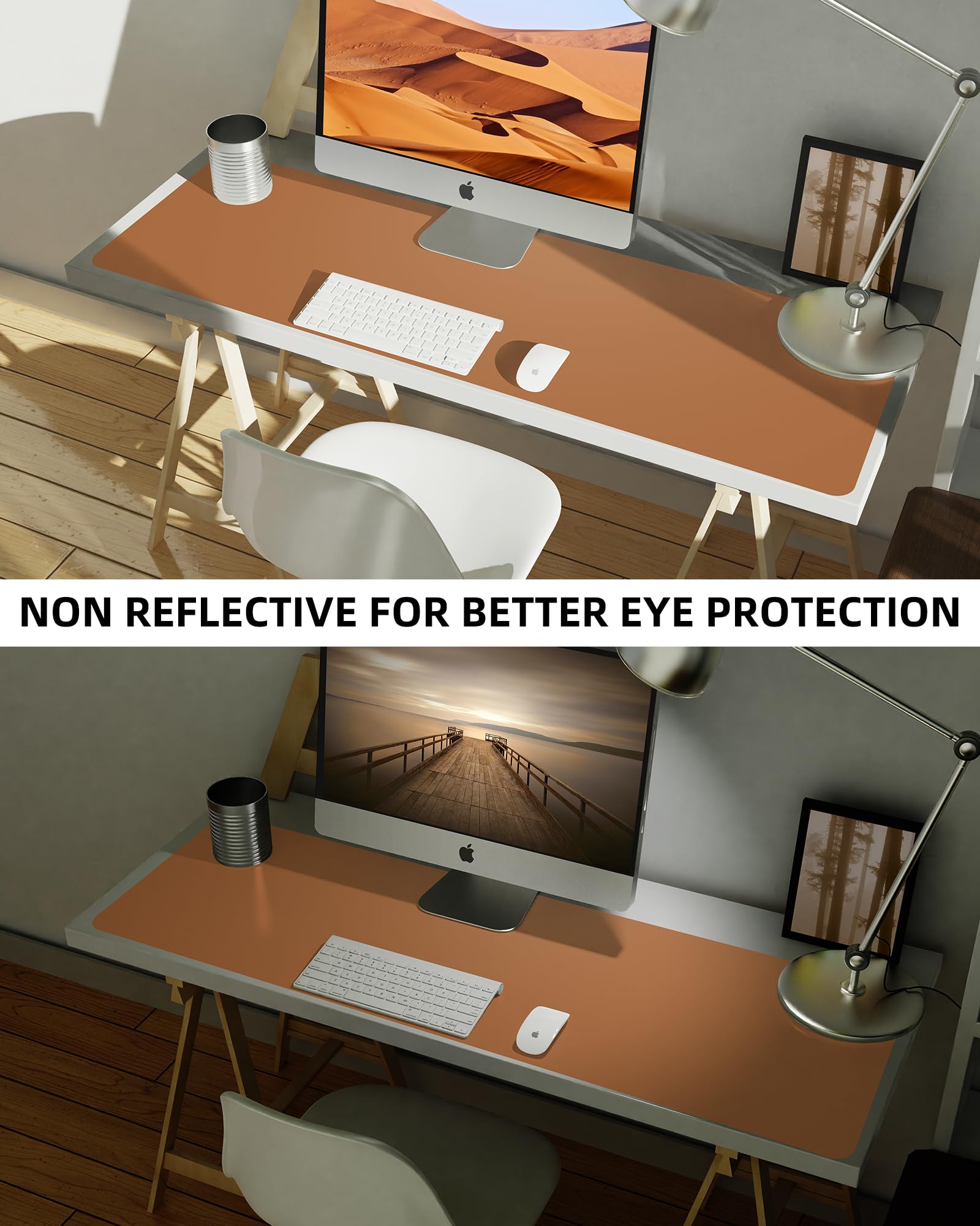 AFIING Leather Desk Pad Protector,Mouse Pad,Office Desk Mat, Non-Slip PU Leather Desk Blotter,Large
