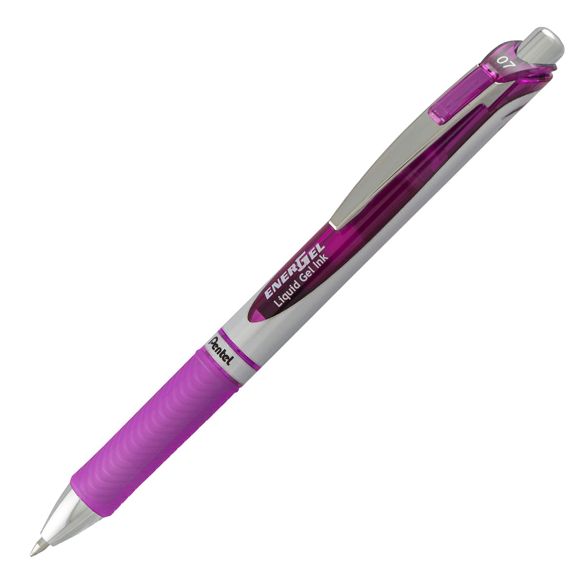 Pentel EnerGel RTX Retractable Liquid Gel Pen, (0.7mm), Medium Line, Metal Tip, Violet Ink, Box of