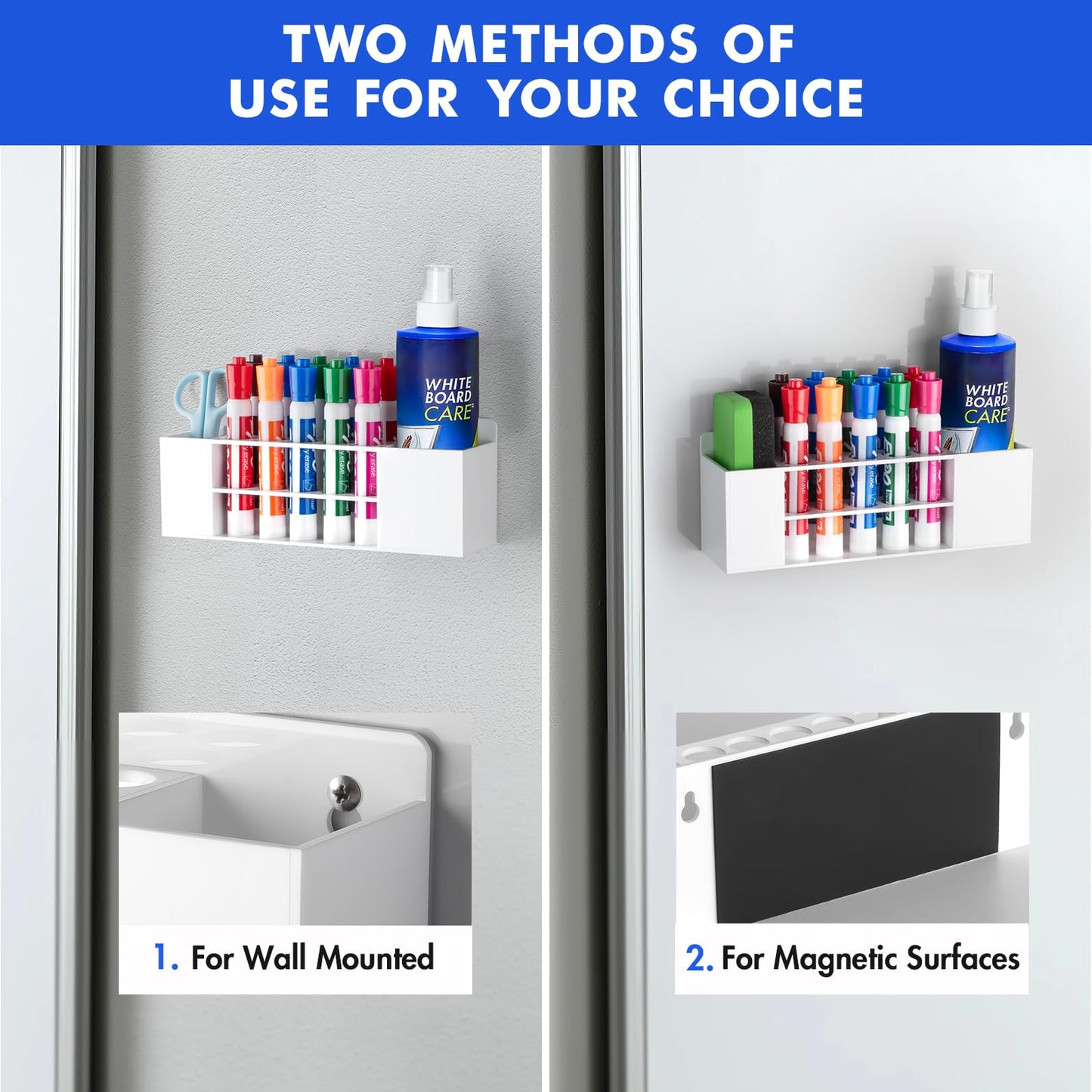 Banafich Wall Mounted Magnetic Dry Erase Marker Holder for White Board