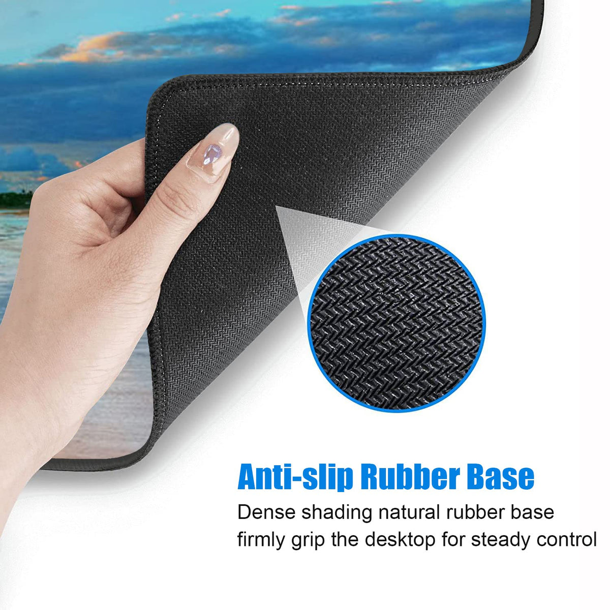 Desk Pad Mat With Coasters, 31.5"x 11.8" XXL Large Mouse Pad With Non-Slip Base and Stitched Edge