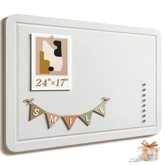Large Bulletin Board, 24 X 17 Inches Felt Cork Board with 40 Pushpins, Foldable Felt Notice Pin