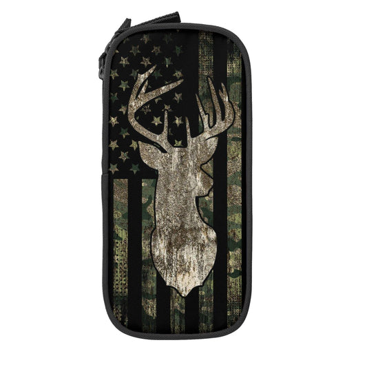 YETTA YANG Camo Camouflage American Flag Hunting Deer Pencil Box Case for Pen Holders Office