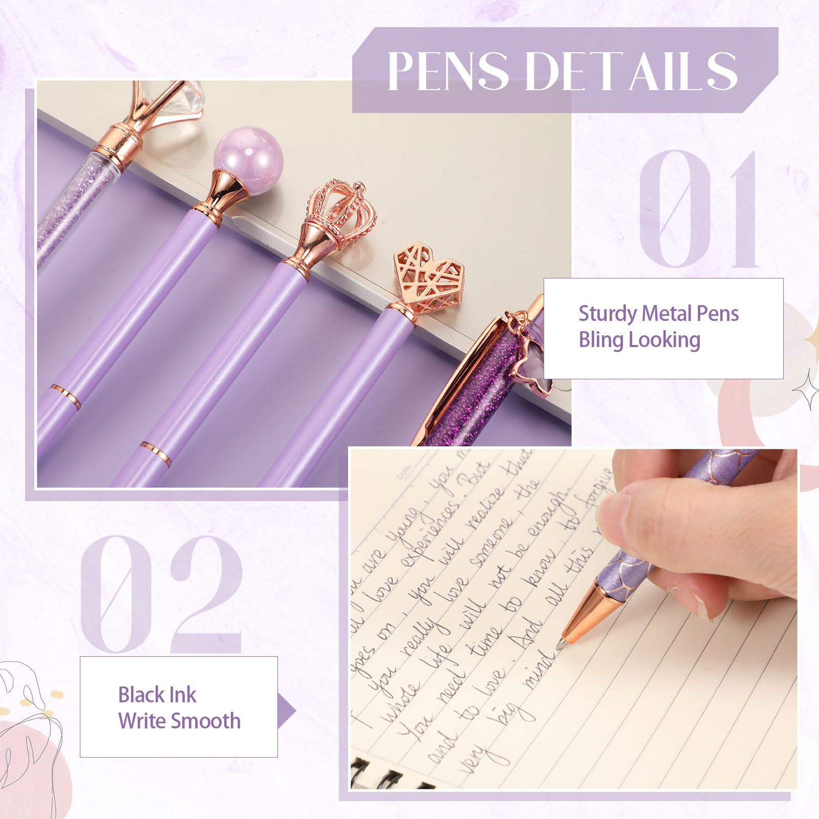 Colarr 16 Pcs Crystal Diamond Glitter Pens Fancy Ballpoint,Purple
