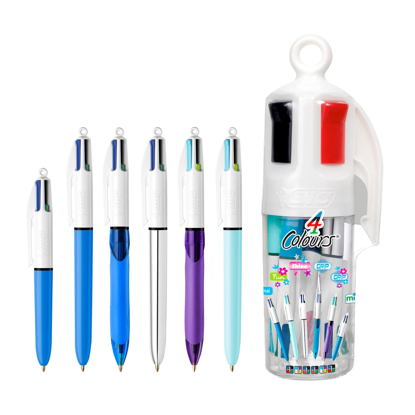 BIC 4 Colours Assorted Retractable Medium Point (1.0 mm) Ballpoint Pens, 6 Pens And Each Pen