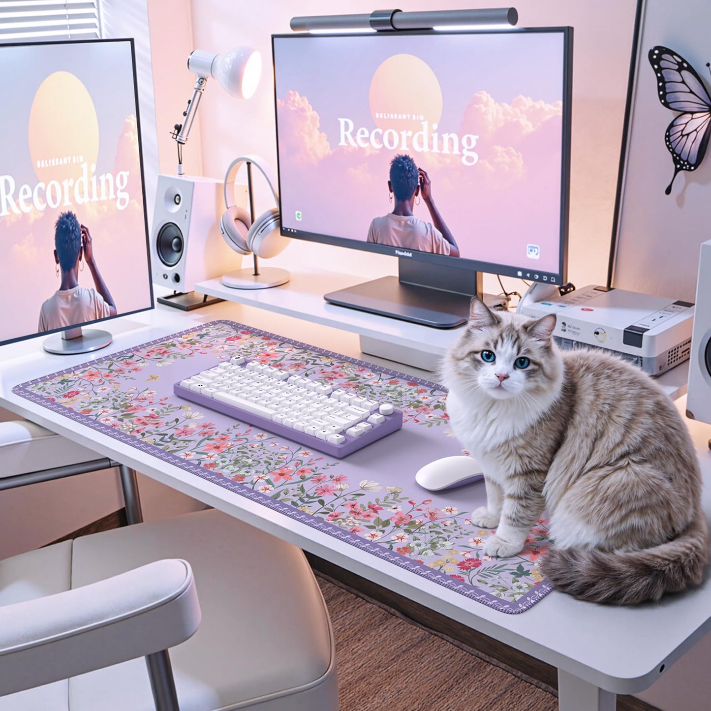 iCasso Large Desk Mat for Keyboard and Mouse,Cute Desk Pad,Purple