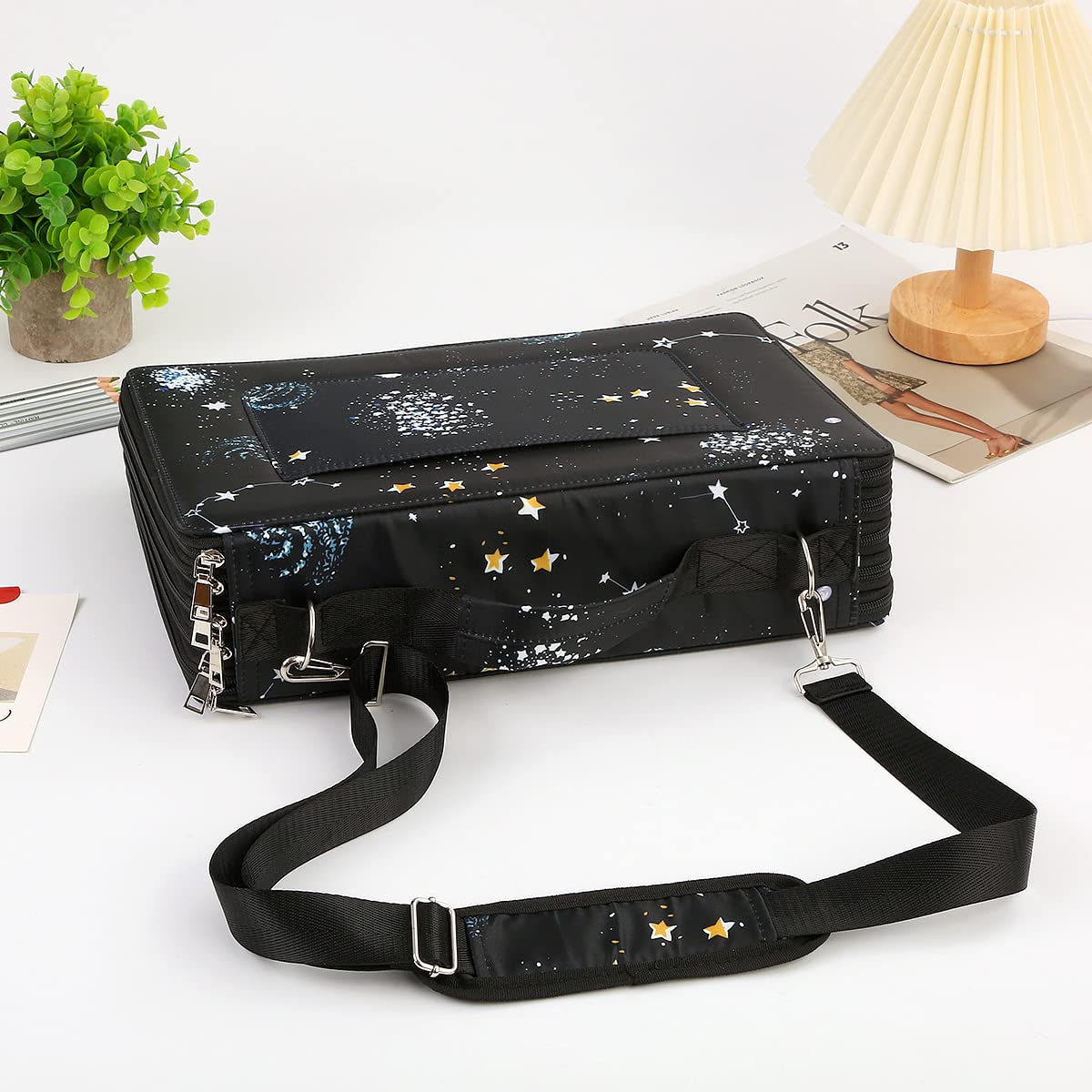 Lbxgap 480 Slots Pencil Case, 5-Layer Organizer with Shoulder Strap