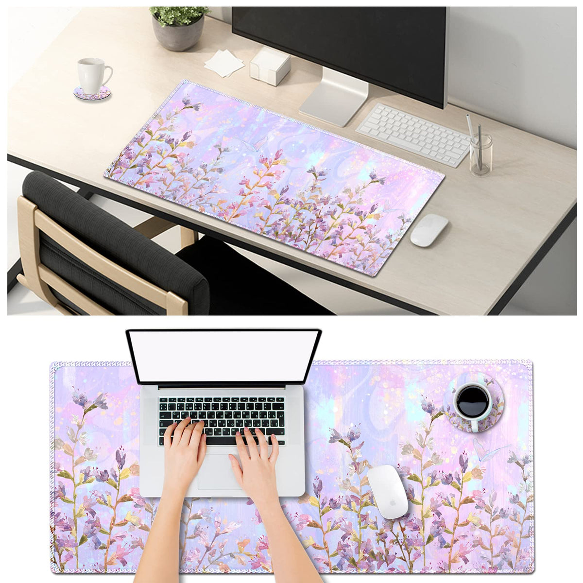 ARTSO Large Gaming Mouse Pad with Stitched Edges, XXL Extended Keyboard Mat Long Mousepad Desk