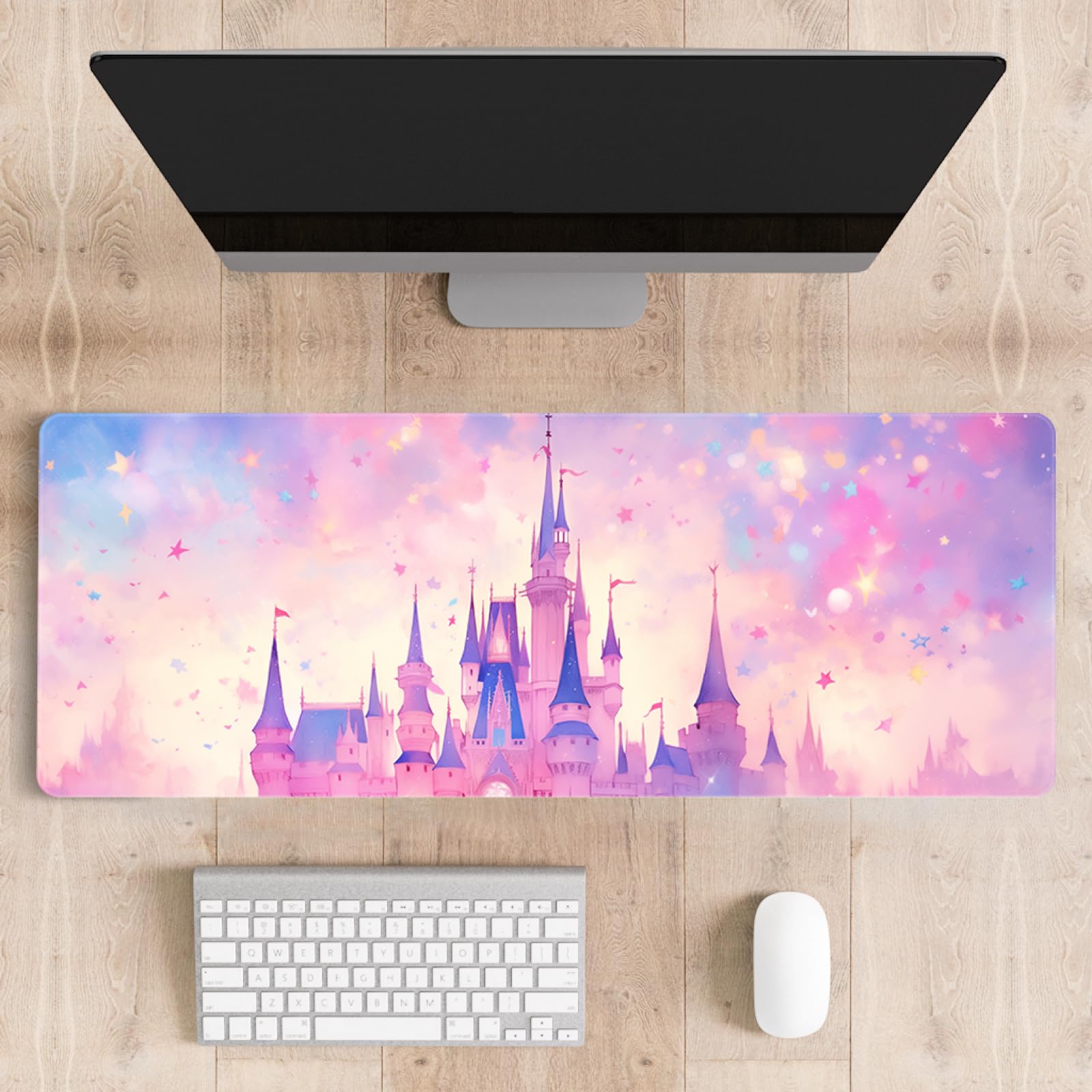 Stanoha Cute Desk Mat for Keyboard Desktop Extra Large Mouse Pad, Castle