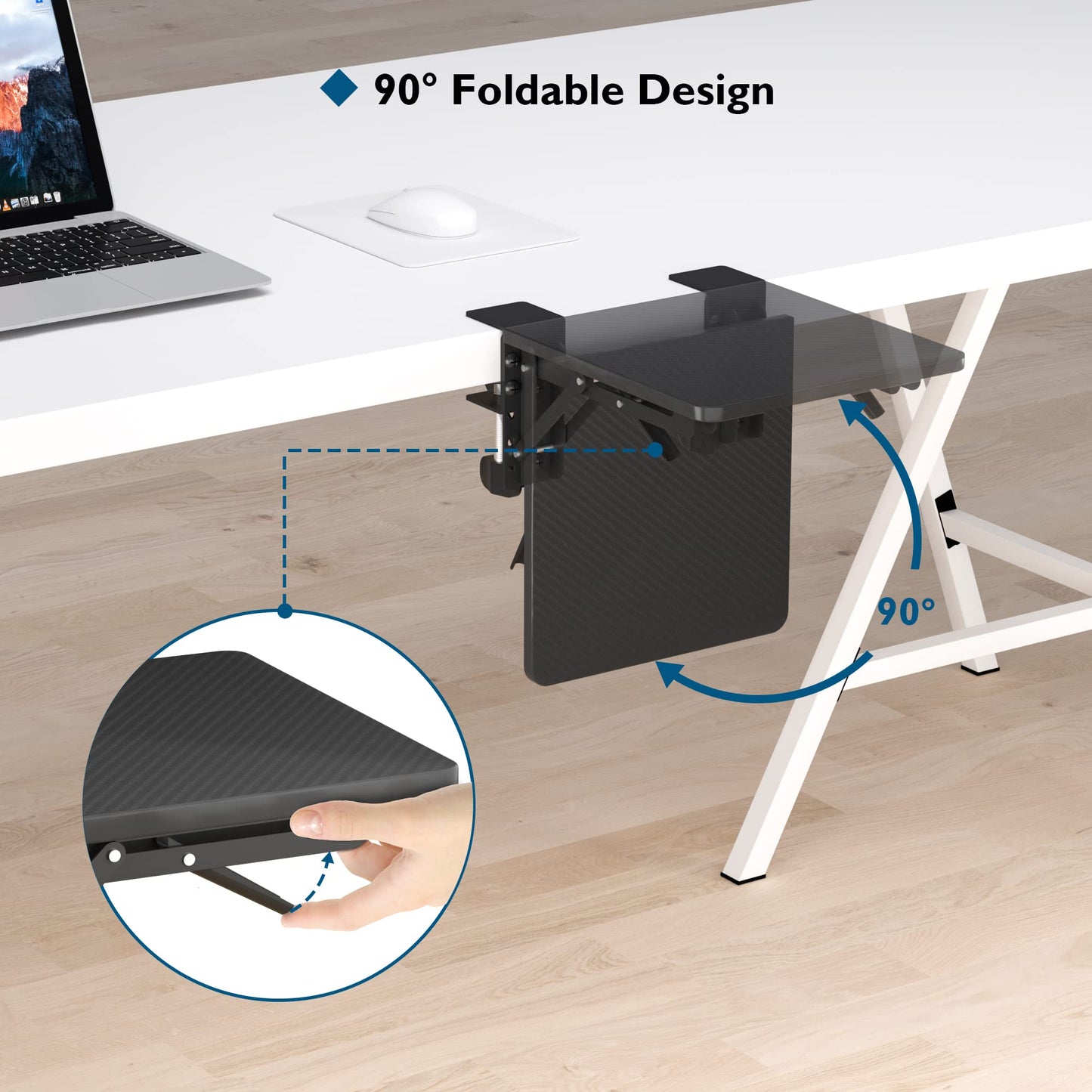 BONTEC Ergonomic Desk Extender Tray, 9.5"x9.1" Wrist Rest Shelf