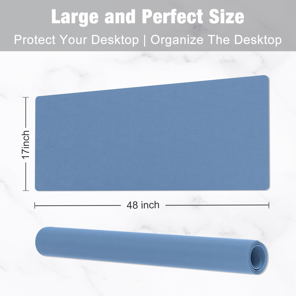 Hsurbtra Desk Pad, 48" x 17" PU Leather Desk Mat, XXXL Extended Mouse Pad, Waterproof Desktop