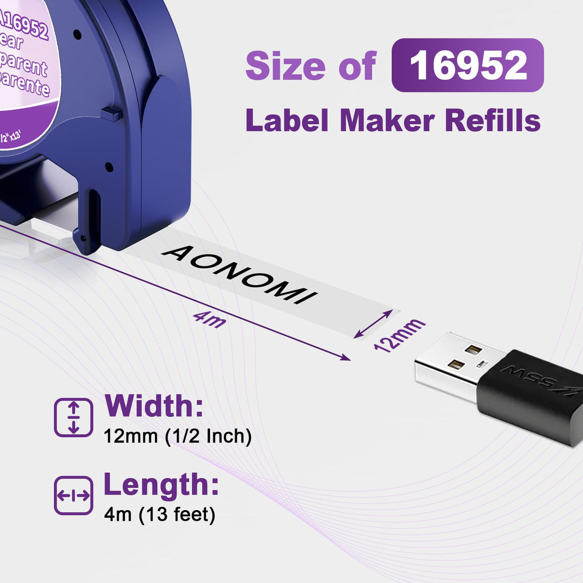 6-Pack Replace for Dymo Letratag Refills Clear Plastic 12mm 16952