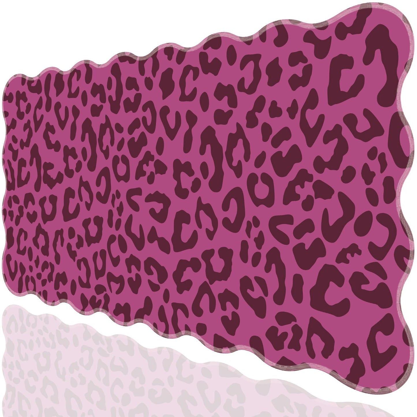 L-SPOUTTO Hot Pink Leopard Mouse Pad,Scalloped Desk Mat XXL Gaming Mousepad