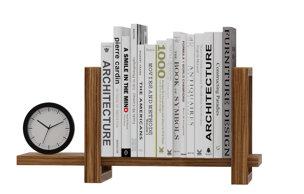 100% Solid Wood Adjustable Desktop Bookshelf, Retro Tabletop Bookshelf, Desk Shelf Holder for