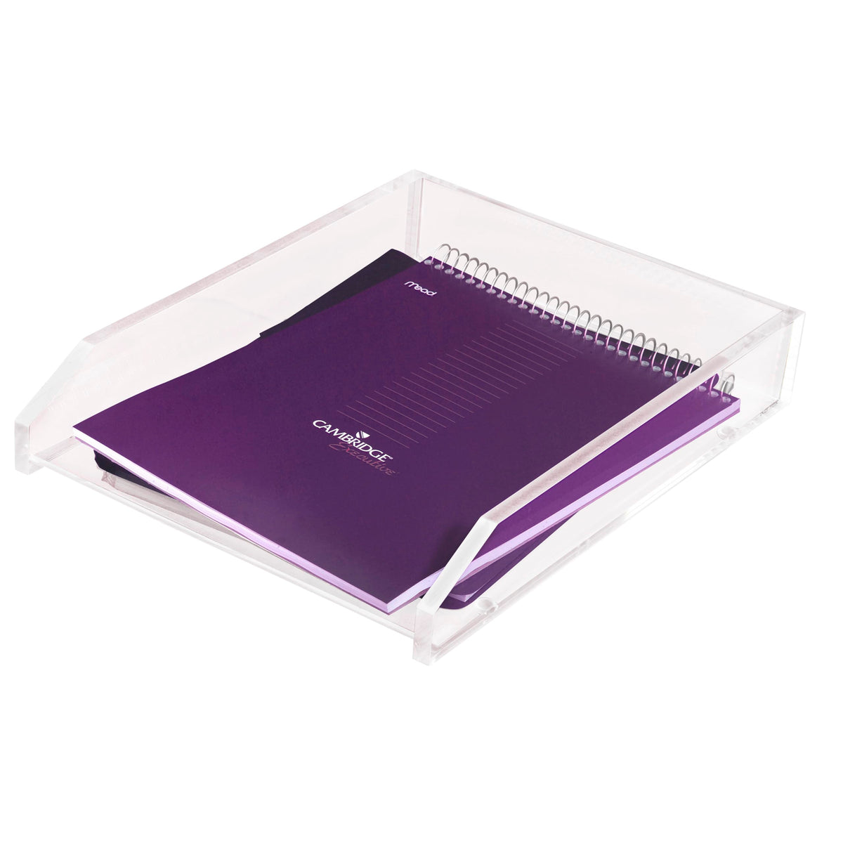 Kantek Clear Acrylic Large Letter Tray, Stackable Desk Organizer, Front Loading, 10.6" x 13.9" x