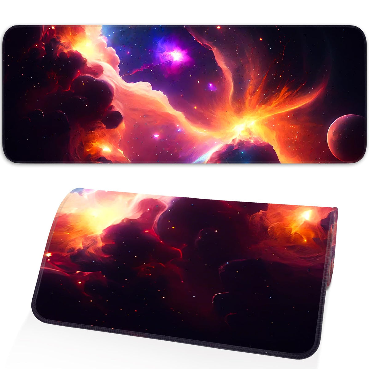 Opiuoezi Gaming Mouse Pad, Galaxy Starry Sky Non-Slip Rubber Base with Seam Edge Mouse Pad, Extra