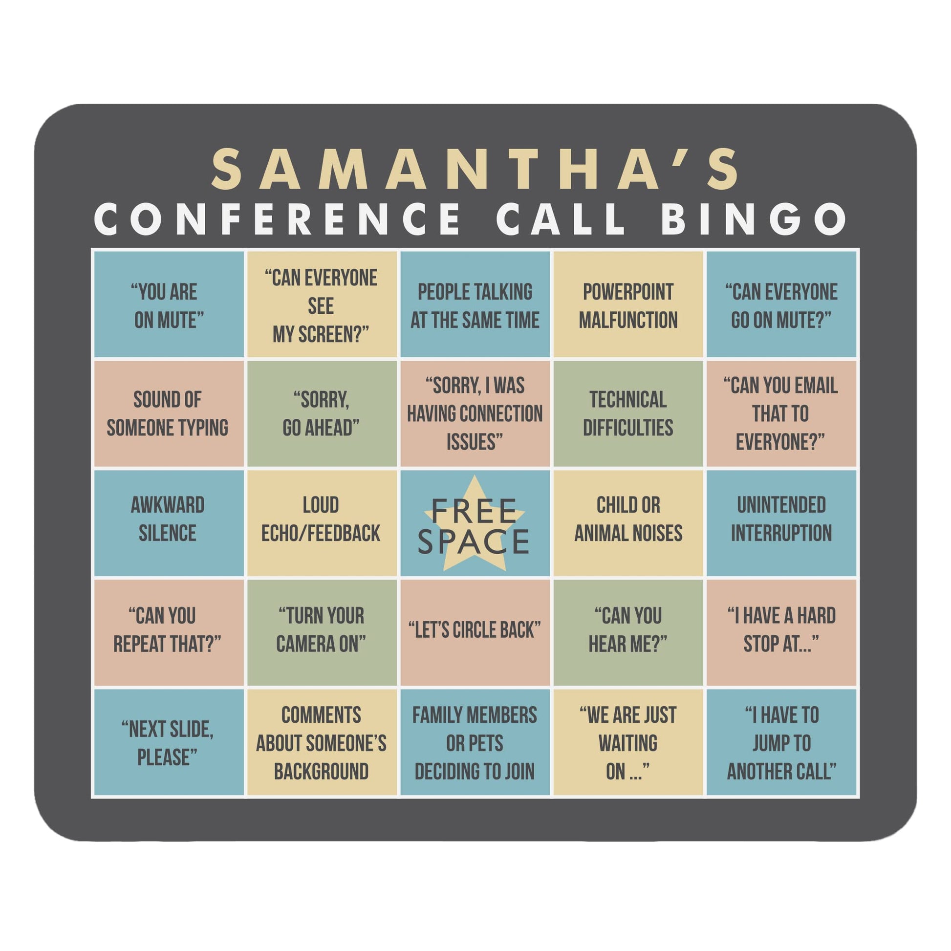 Let's Make Memories Personalized Conference Call Bingo Mouse Pad - for Virtual Meetings - Work from