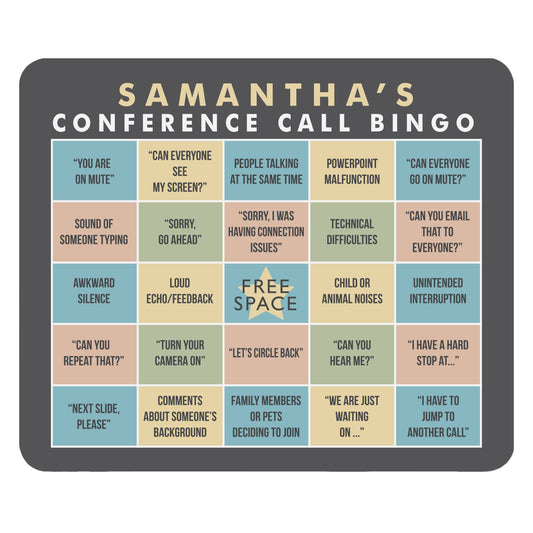 Let's Make Memories Personalized Conference Call Bingo Mouse Pad - for Virtual Meetings - Work from