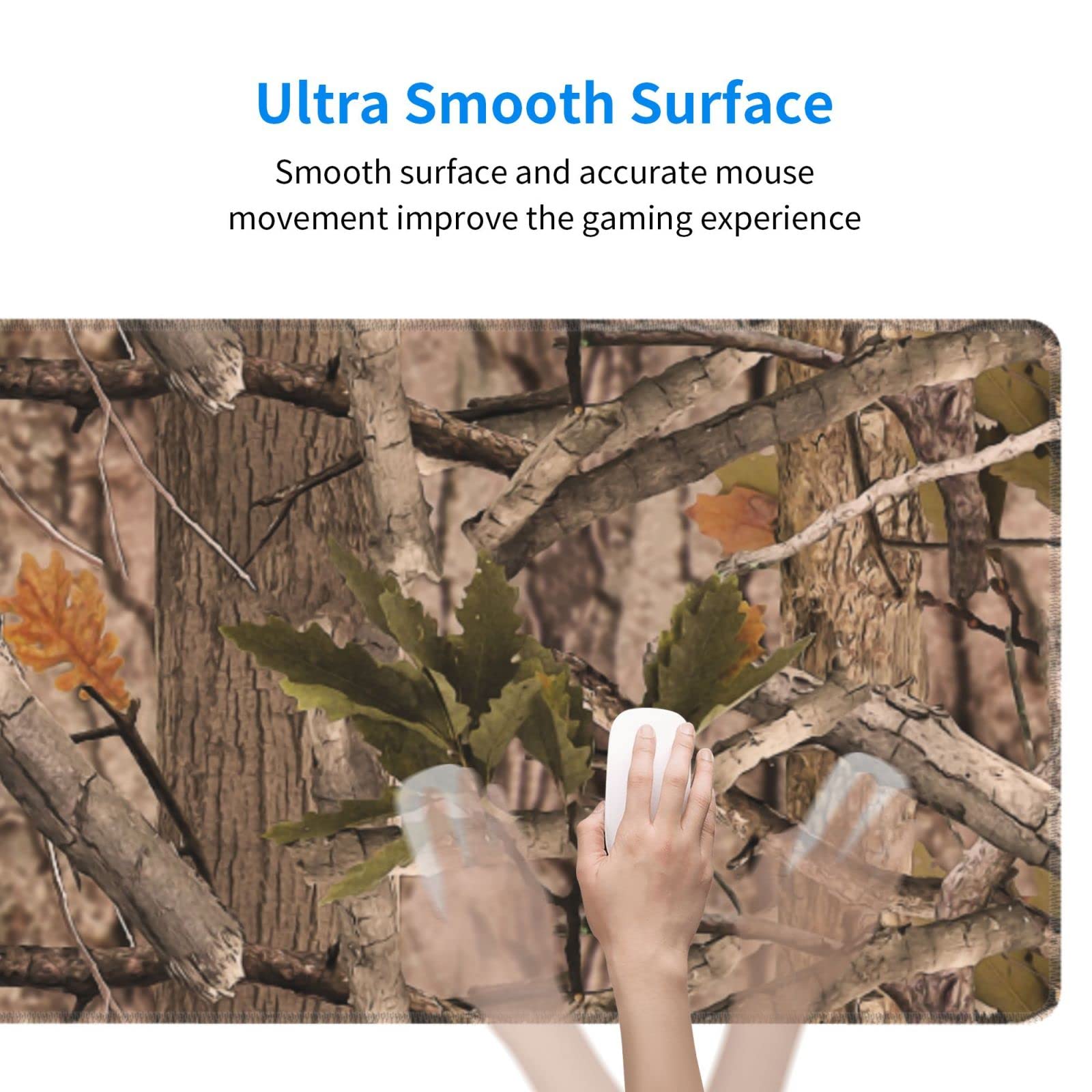 Real Camo Hunting Mouse Pad Extended Large Gaming Mousepad XL Big Long Oversized Desk Mat Stitched