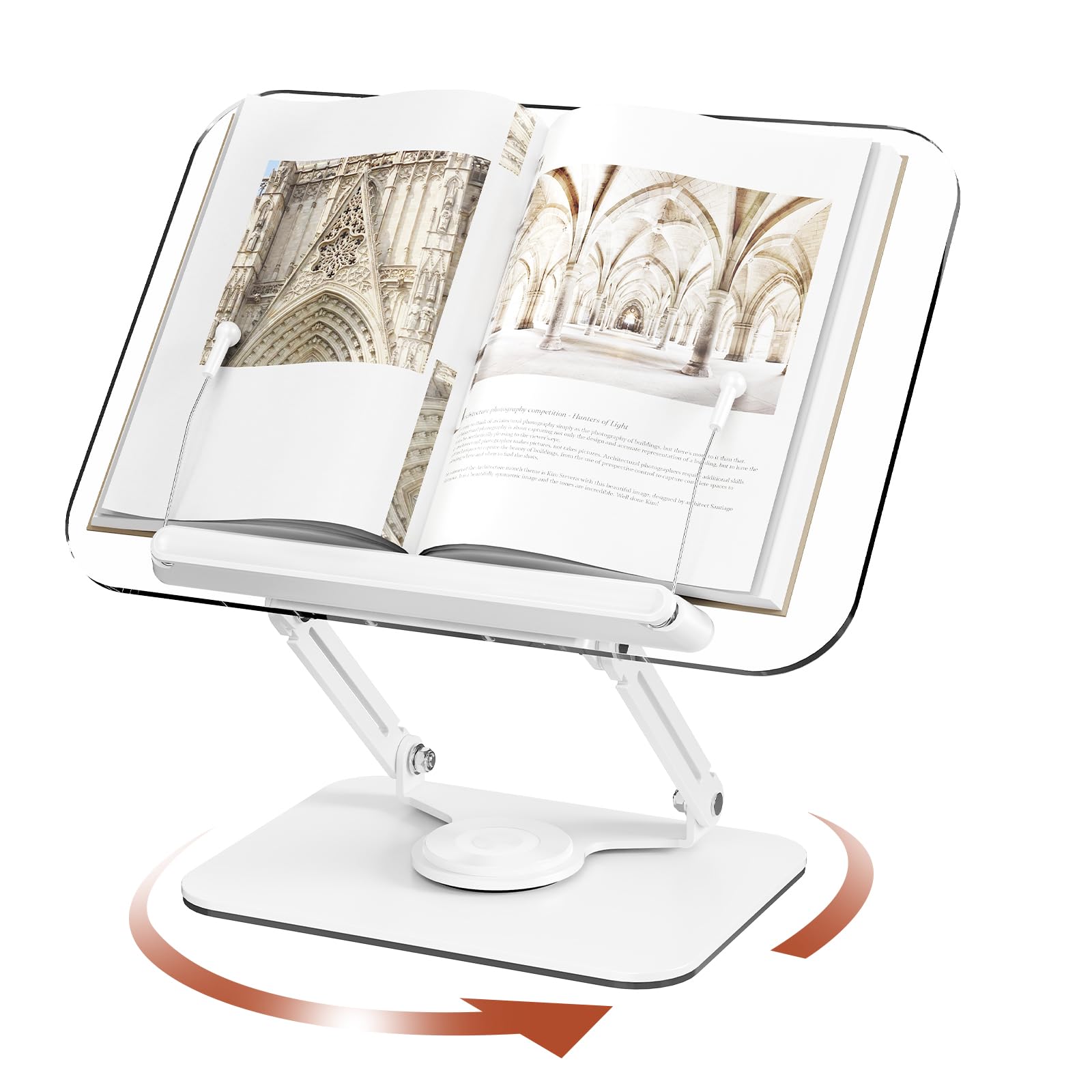 BYMECOST Acrylic Book Stand for Reading, Adjustable Book Holder, White