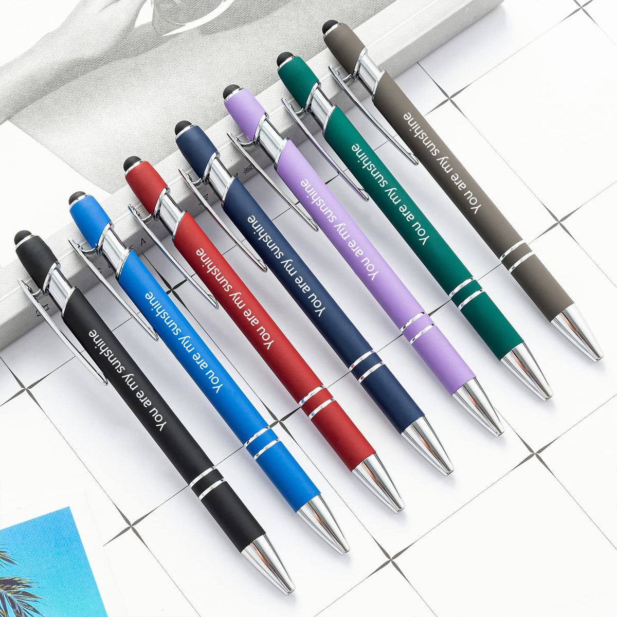KOLOWKO Personalized 2-in-1 Ballpoint Pen & Stylus - Custom Text/Name/Message - Bulk Order Up to